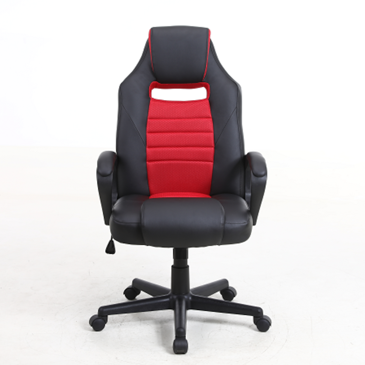 Silla Gamer Ignite mecedora malla y ecocuero negro y rojo-1