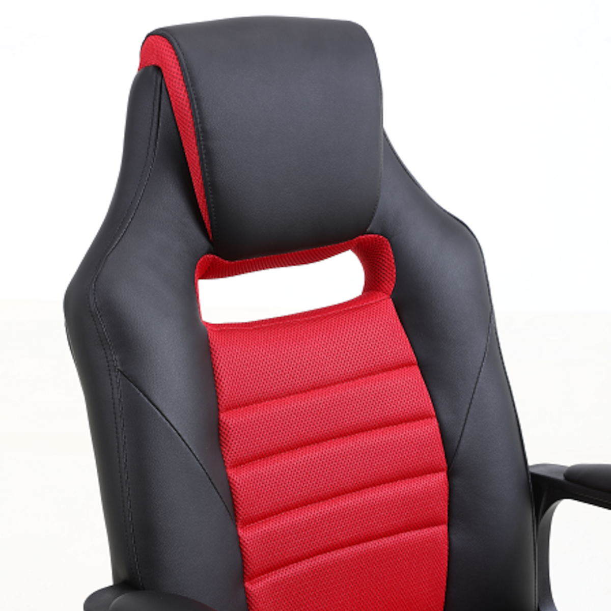 Silla Gamer Ignite mecedora malla y ecocuero negro y rojo-3