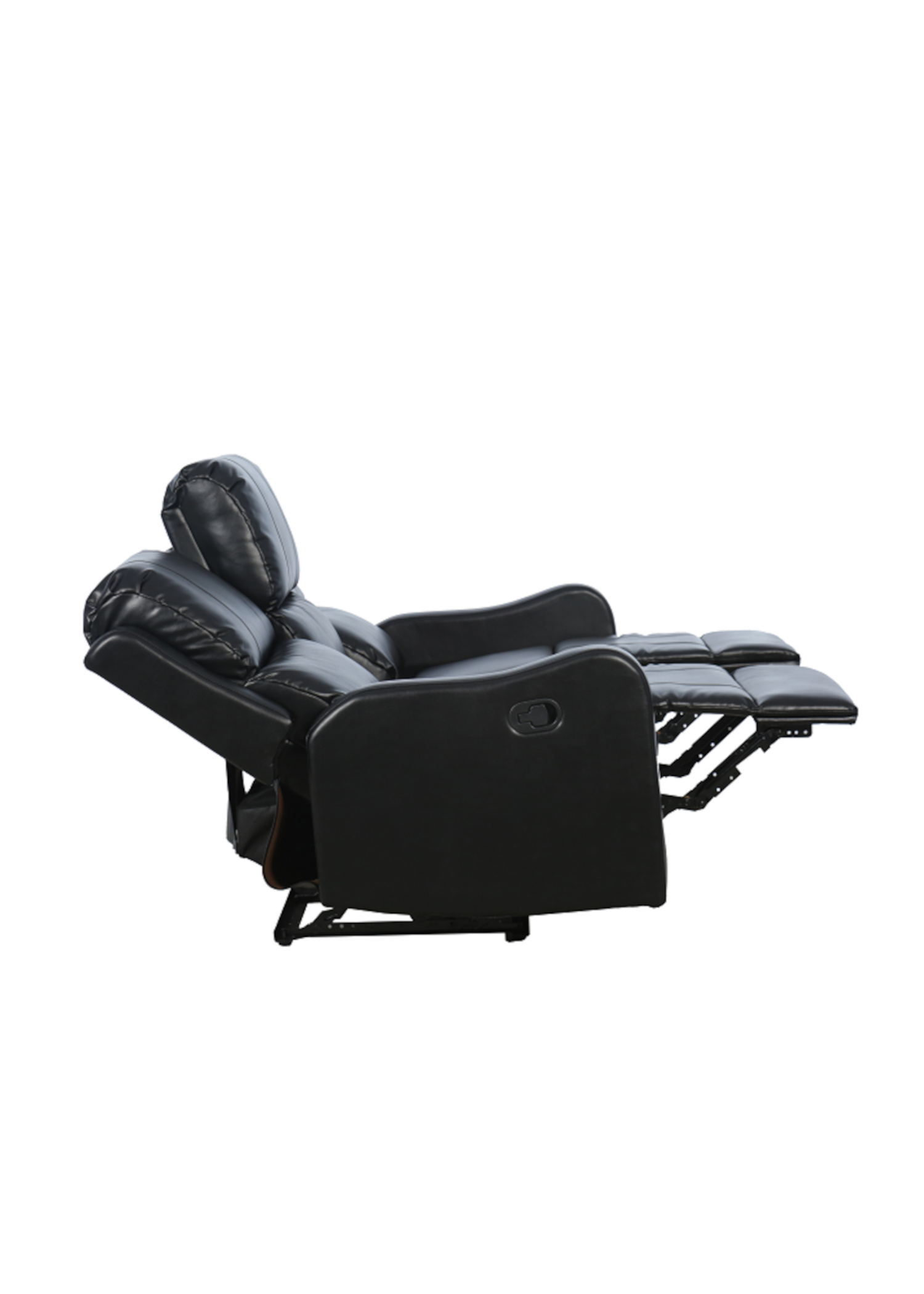 Bergere reclinable manual Fleming de 3 cuerpos de ecocuero negro-2