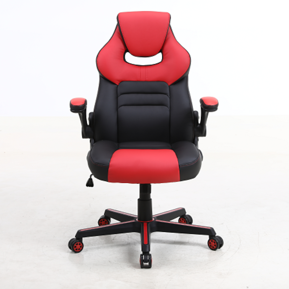 Silla Gamer Blitz mecedora ecocuero negro y rojo-1