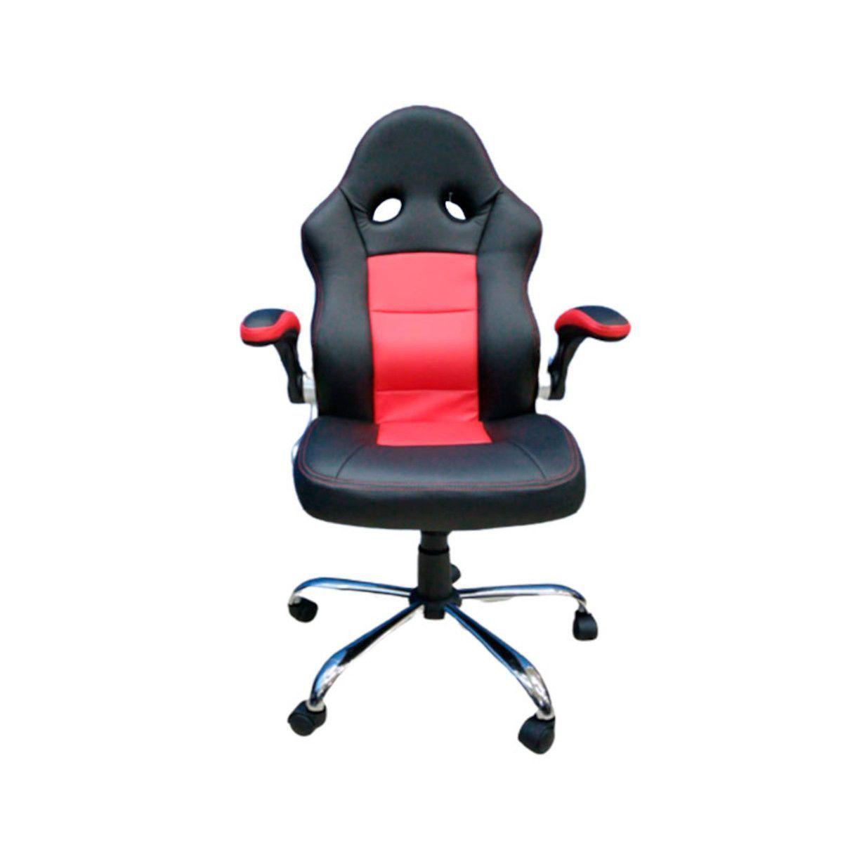 Silla Gamer Spectre con curva lumbar ecocuero negro y rojo-1