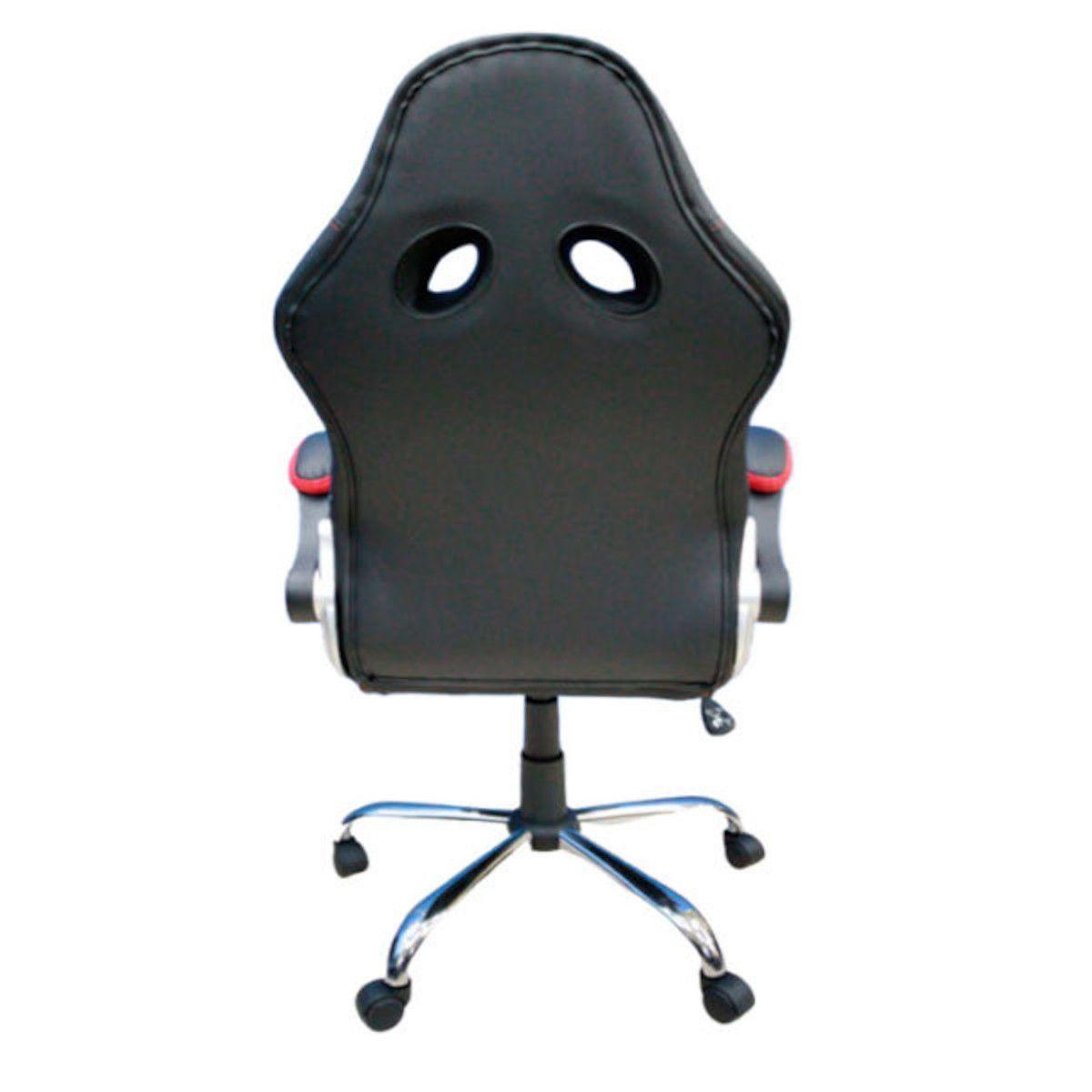Silla Gamer Spectre con curva lumbar ecocuero negro y rojo-3