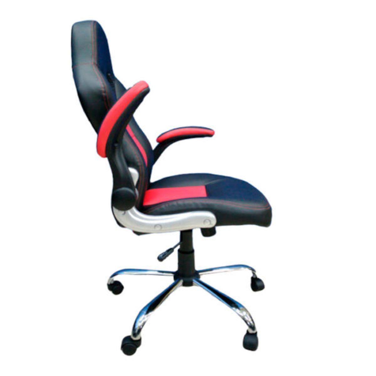 Silla Gamer Spectre con curva lumbar ecocuero negro y rojo-4