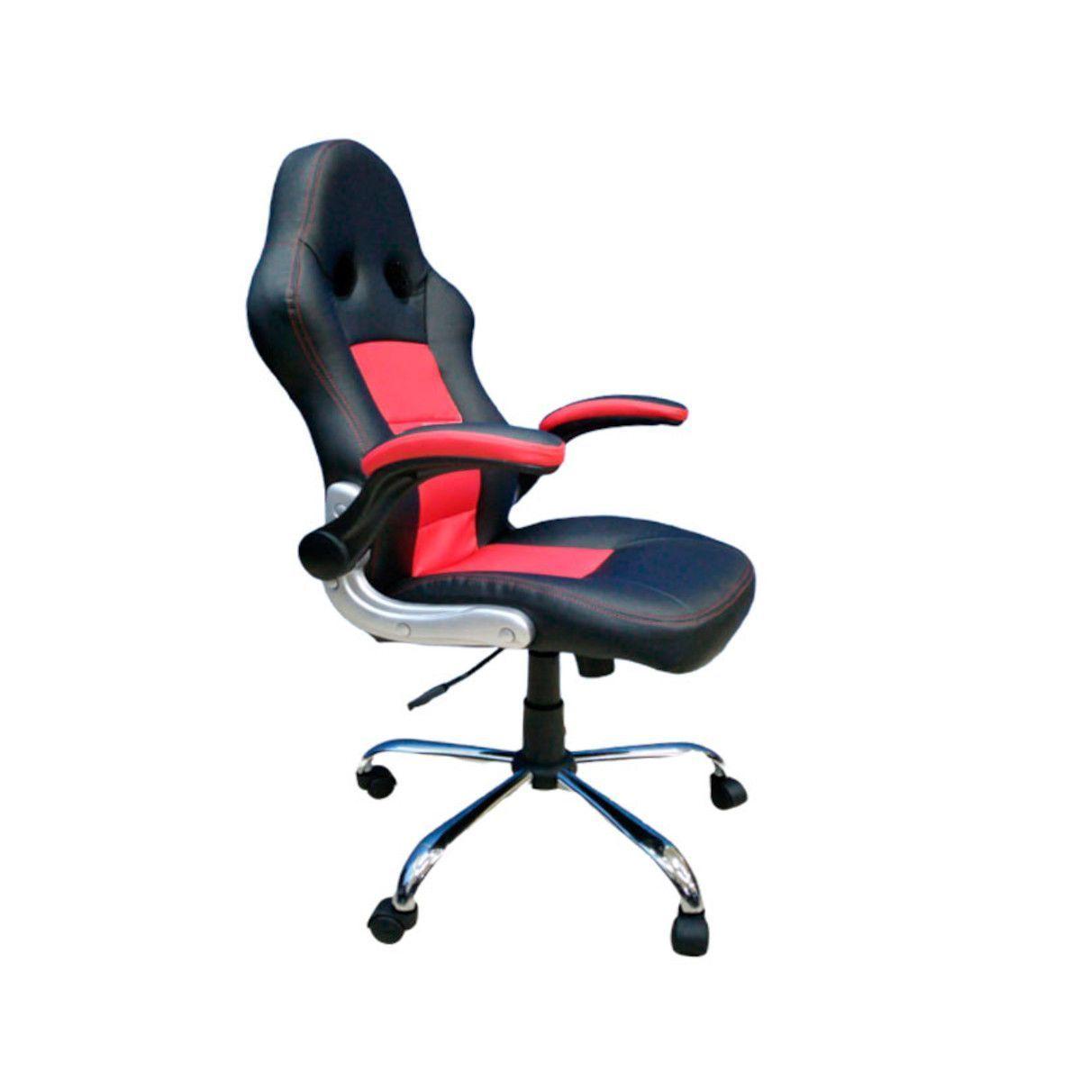 Silla Gamer Spectre con curva lumbar ecocuero negro y rojo-5