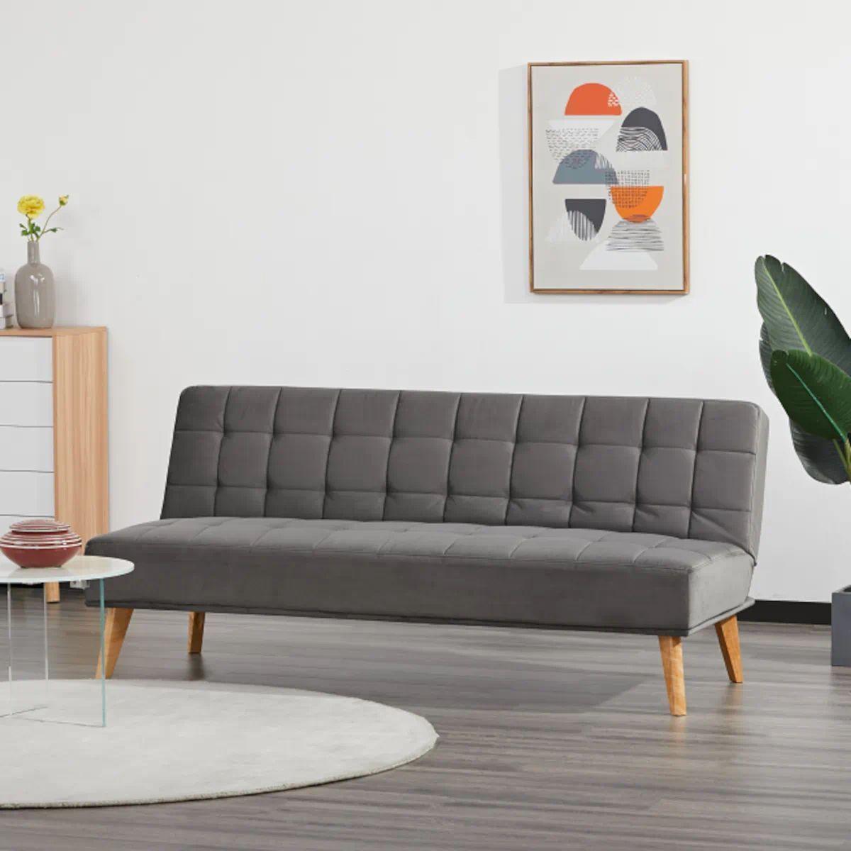 Futón Sof Cama Nikko Tela Diseño Moderno Gris-3