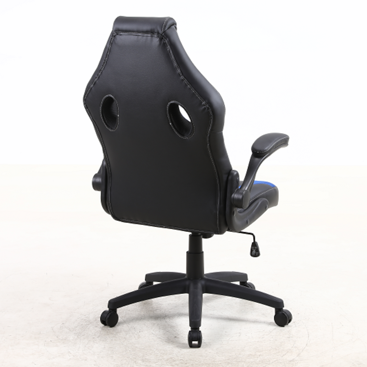 Silla Gamer Fusión mecedora malla y ecocuero negro y azul-4