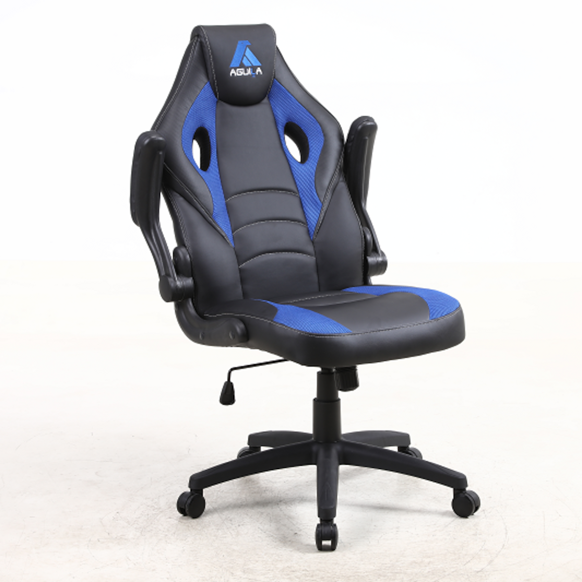 Silla Gamer Fusión mecedora malla y ecocuero negro y azul-5