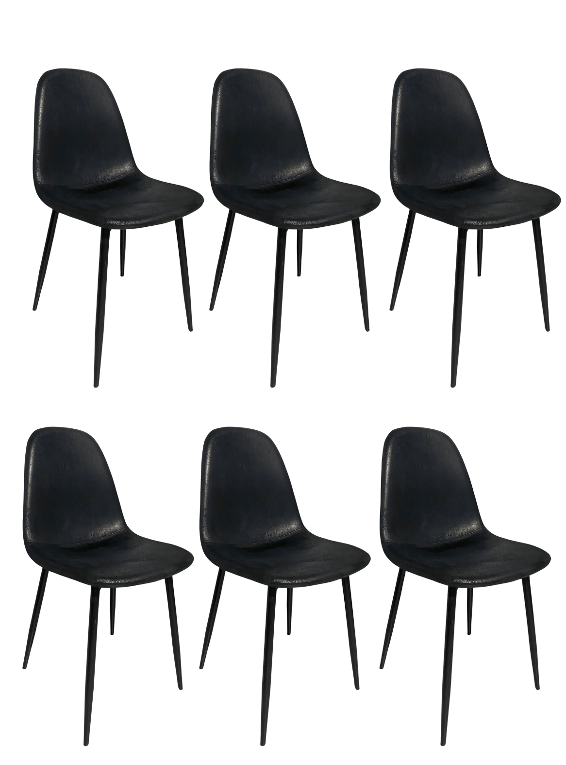 Pack 6 Sillas de Comedor París Ecocuero Vintage con Patas de Metal-0
