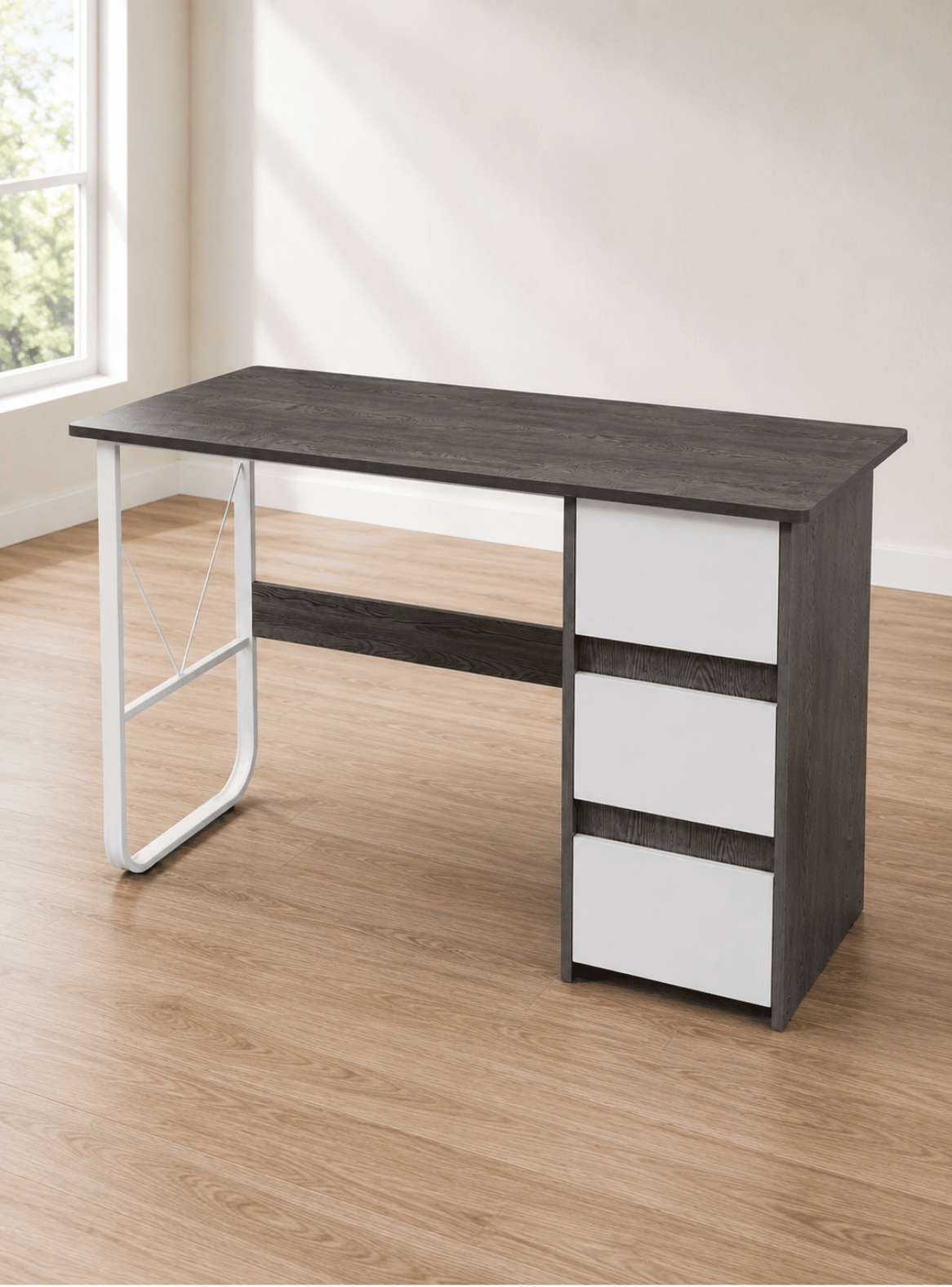 Escritorio Valencia Gray 120 cm MDF y Estructura Met lica para Home Office y Oficina-4