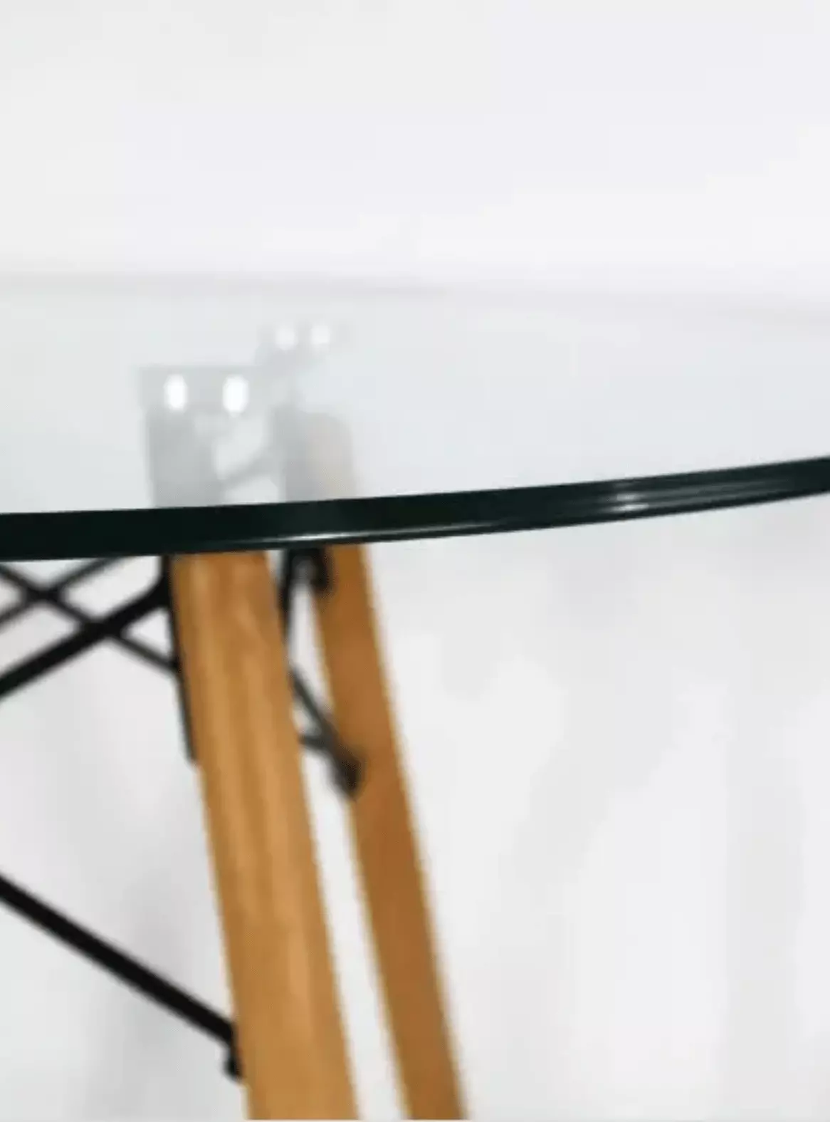 Mesa de Comedor Redonda Eames 80 cm Vidrio Templado 10 mm y Base de Haya Alemana-2