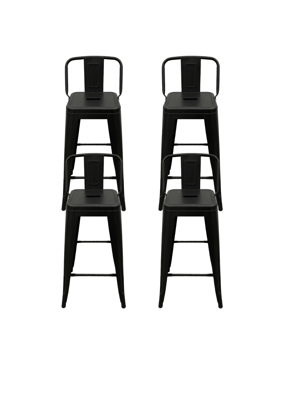 Pack 4 Taburete Tolix 66cm con Respaldo Piso Bar Industrial de Acero para quincho bar-0