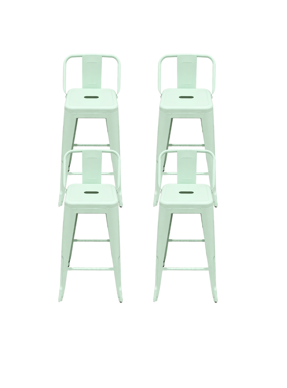 Pack 4 Taburete Tolix 66cm con Respaldo Piso Bar Industrial de Acero para quincho bar-0