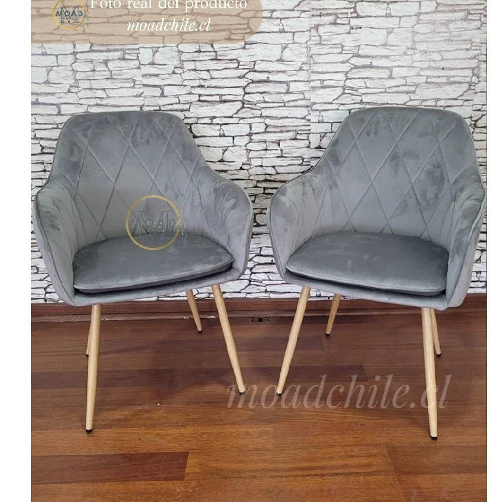 Pack 2 Sitial Poltrona Diamante Gris Patas Simil Madera-1