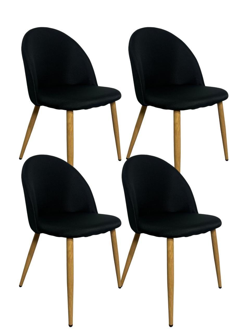 Pack 4 Sillas de comedor tapizadas en lino con símil madera - Gabrielle -0