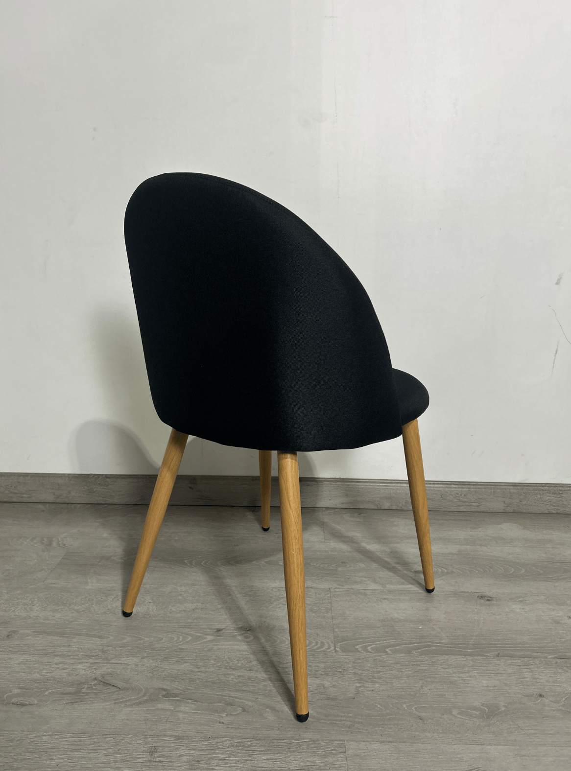 Pack 4 Sillas de comedor tapizadas en lino con símil madera - Gabrielle -4