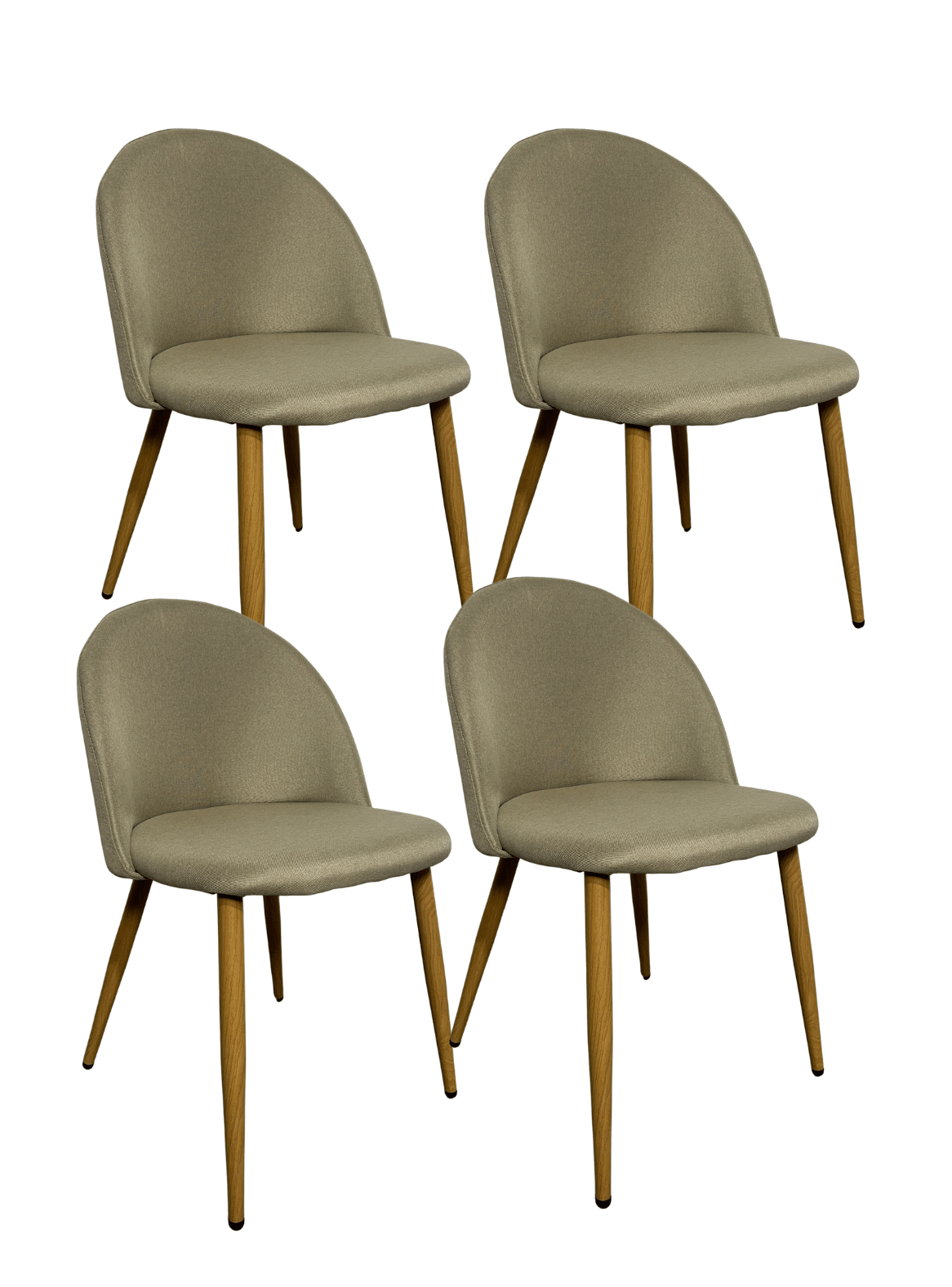 Pack 4 Sillas de comedor tapizadas en lino con símil madera - Gabrielle -0