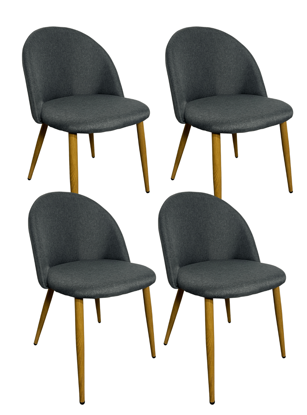 Pack 4 Sillas de comedor tapizadas en lino con símil madera - Gabrielle -0
