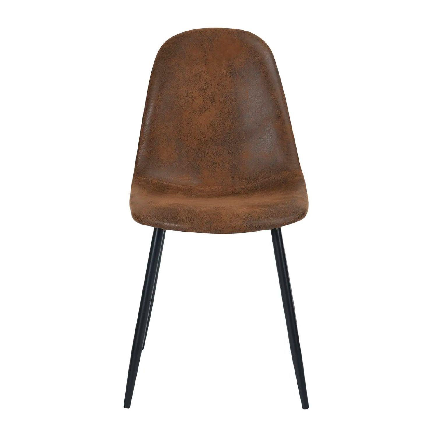 Pack 4 Sillas Paris Ecocuero vintage café oscuro Patas negras-2