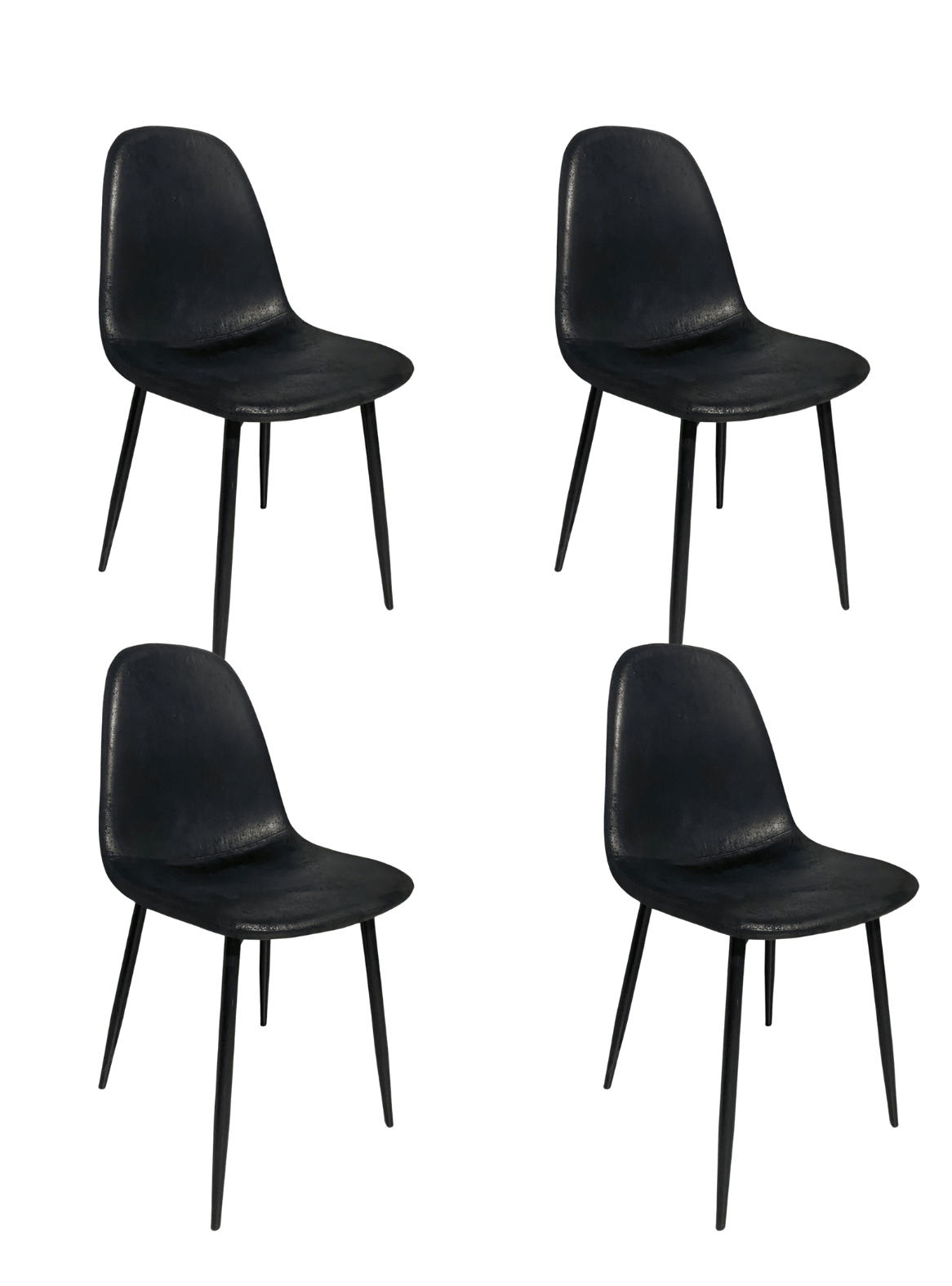 Pack 4 Sillas de Comedor París Ecocuero Vintage con Patas de Metal-0