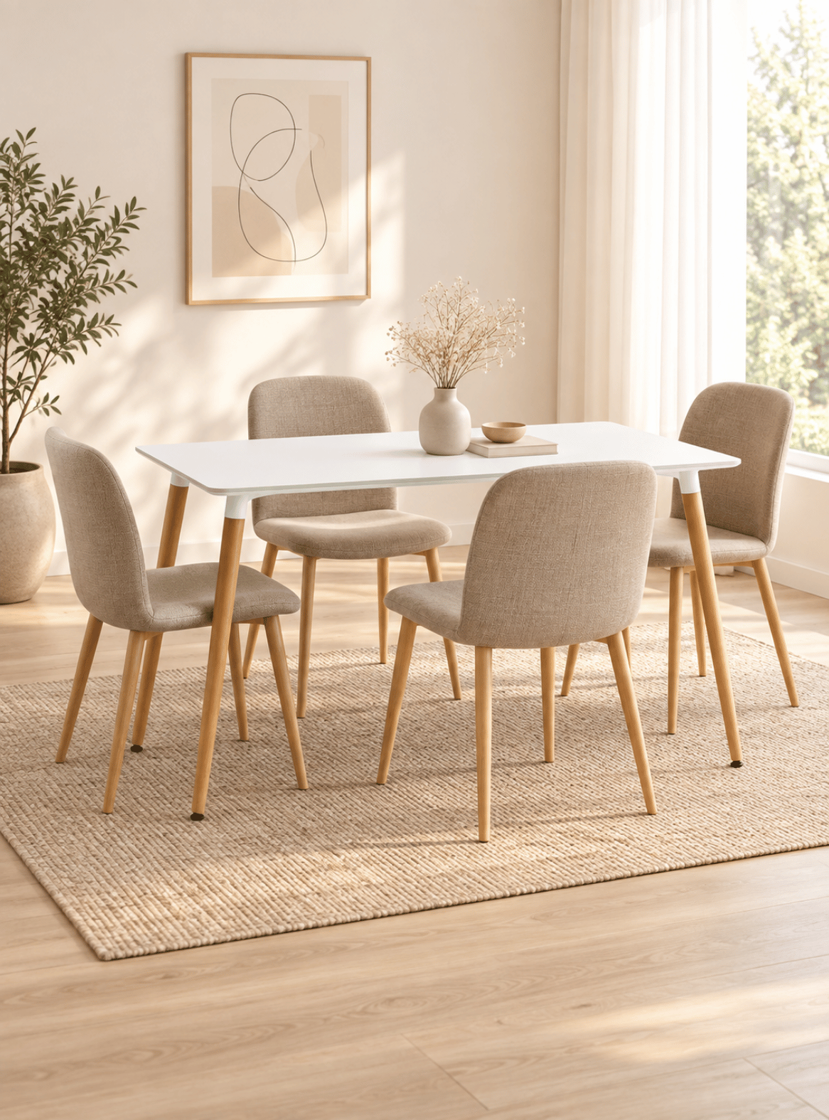 Mesa de Comedor Eames Rectangular Nordica 120cm MDF con Patas de Madera-1