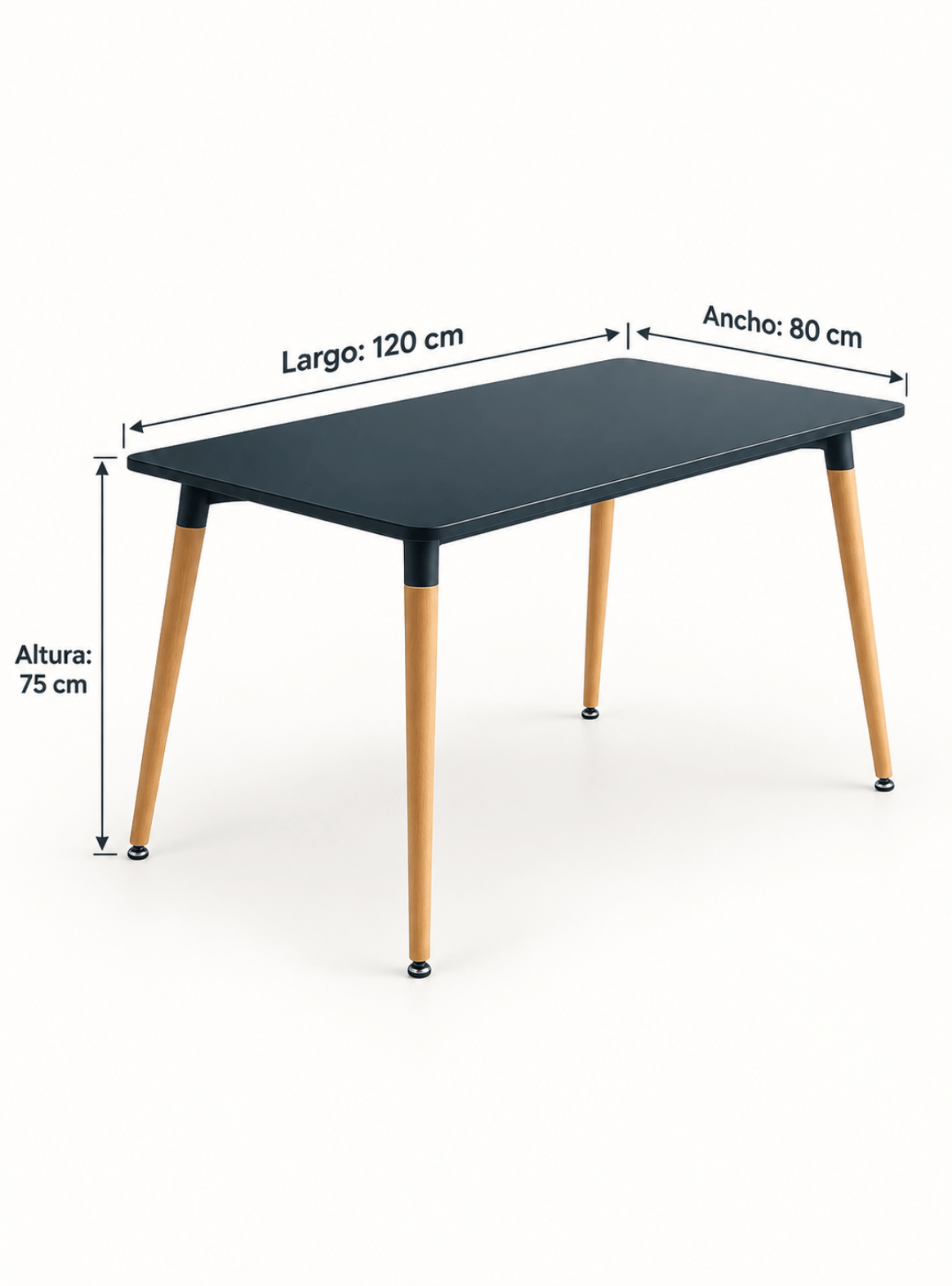 Mesa de Comedor Eames Rectangular Nordica 120cm MDF con Patas de Madera-5