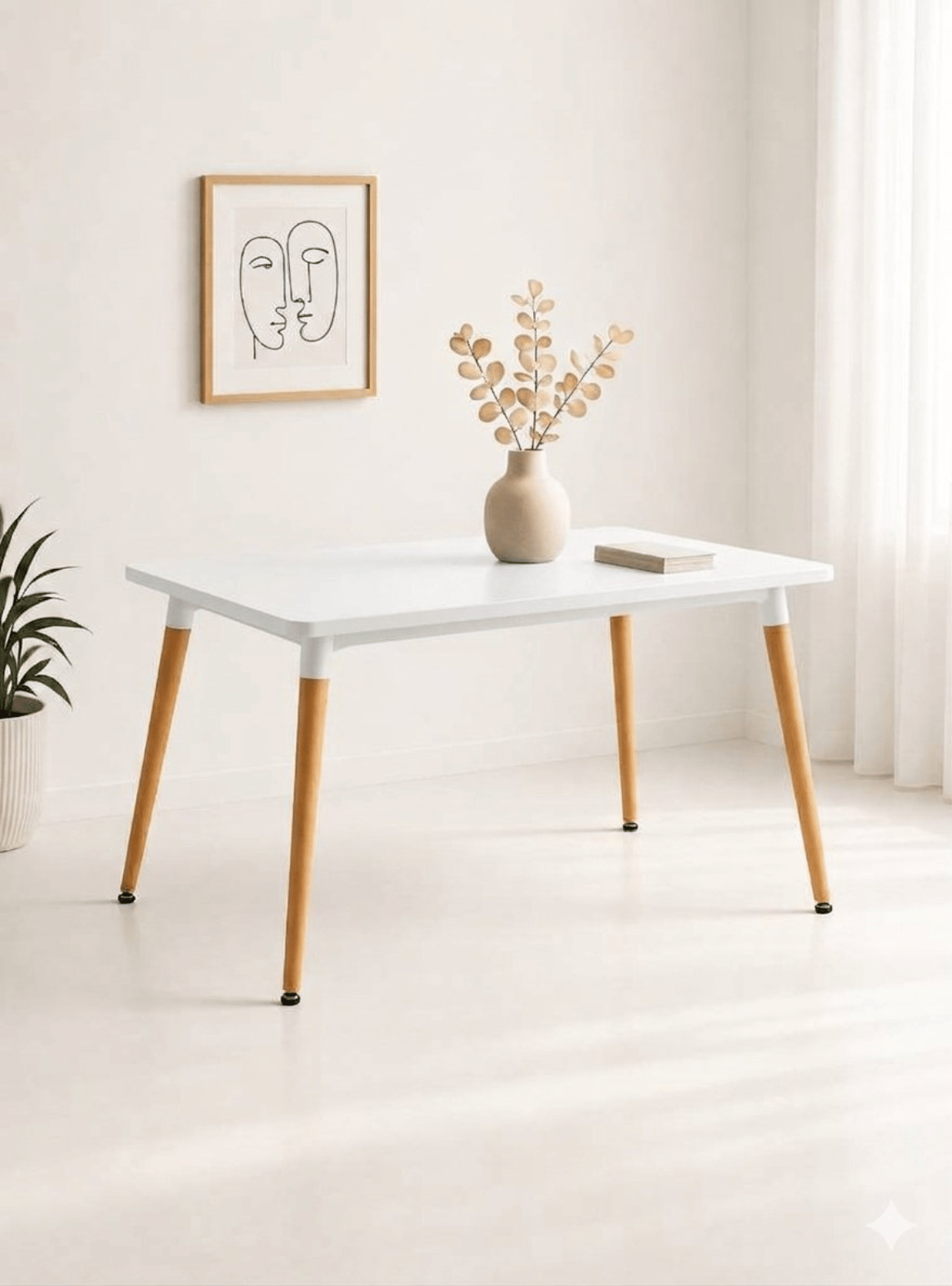 Mesa de Comedor Eames Rectangular Nordica 120cm MDF con Patas de Madera-6
