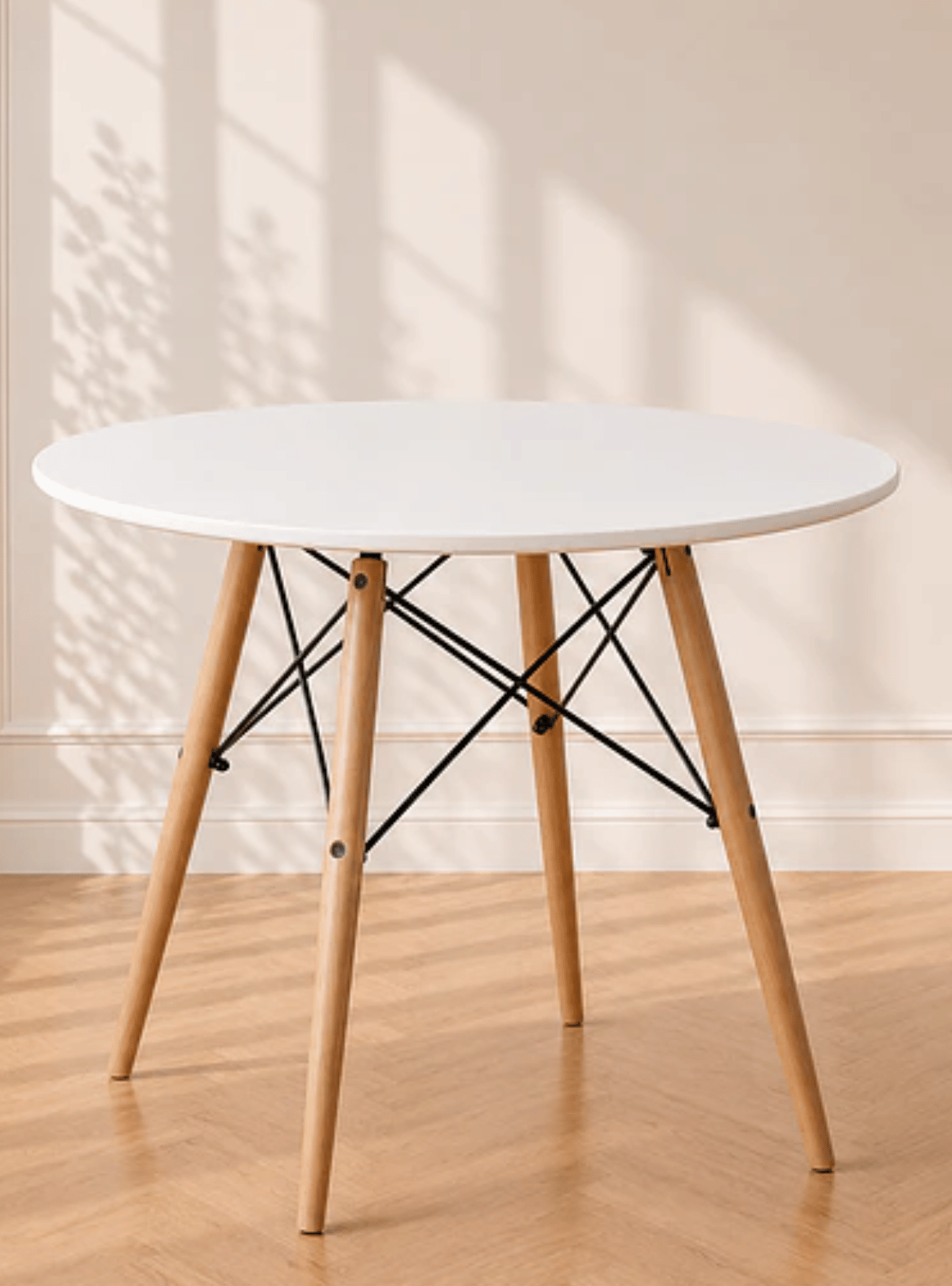 Mesa de Comedor Redonda Eames 100 cm con Patas de Madera para 4 Personas-3