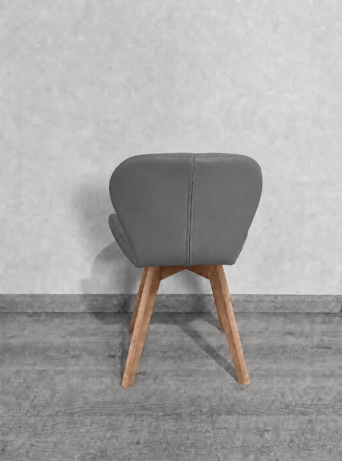Silla de Comedor Mariposa Tapizada en Ecocuero Nórdico con patas de madera-8