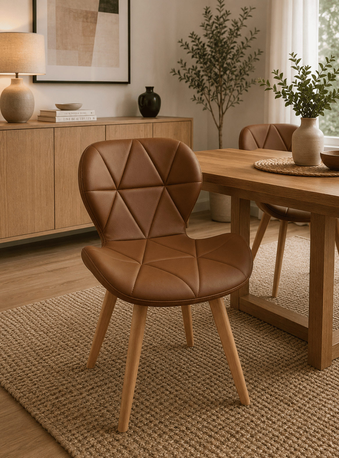 Silla de Comedor Mariposa con patas de Madera-1