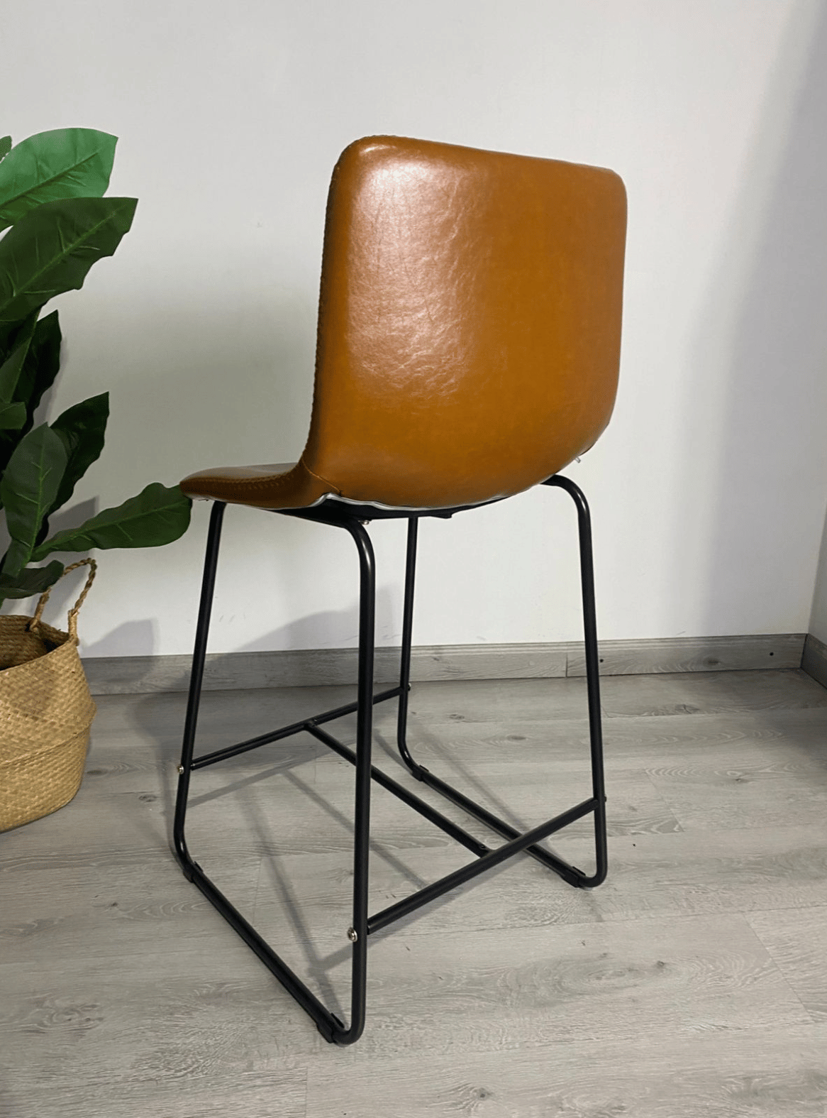 Pack 4 Taburetes de bar de cuero y metal industrial 65cm Burgos-7