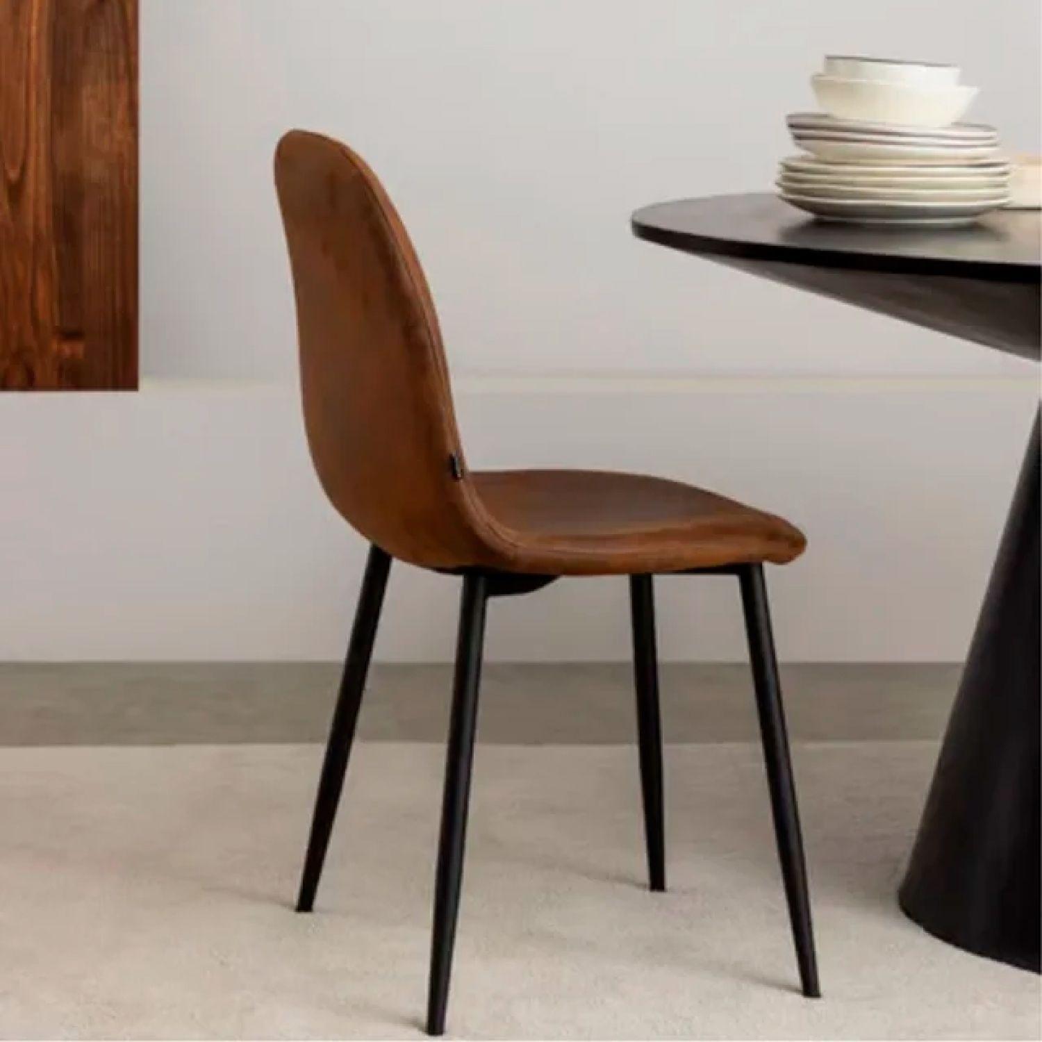 Silla Paris Ecocuero vintage café oscuro Patas negras-2
