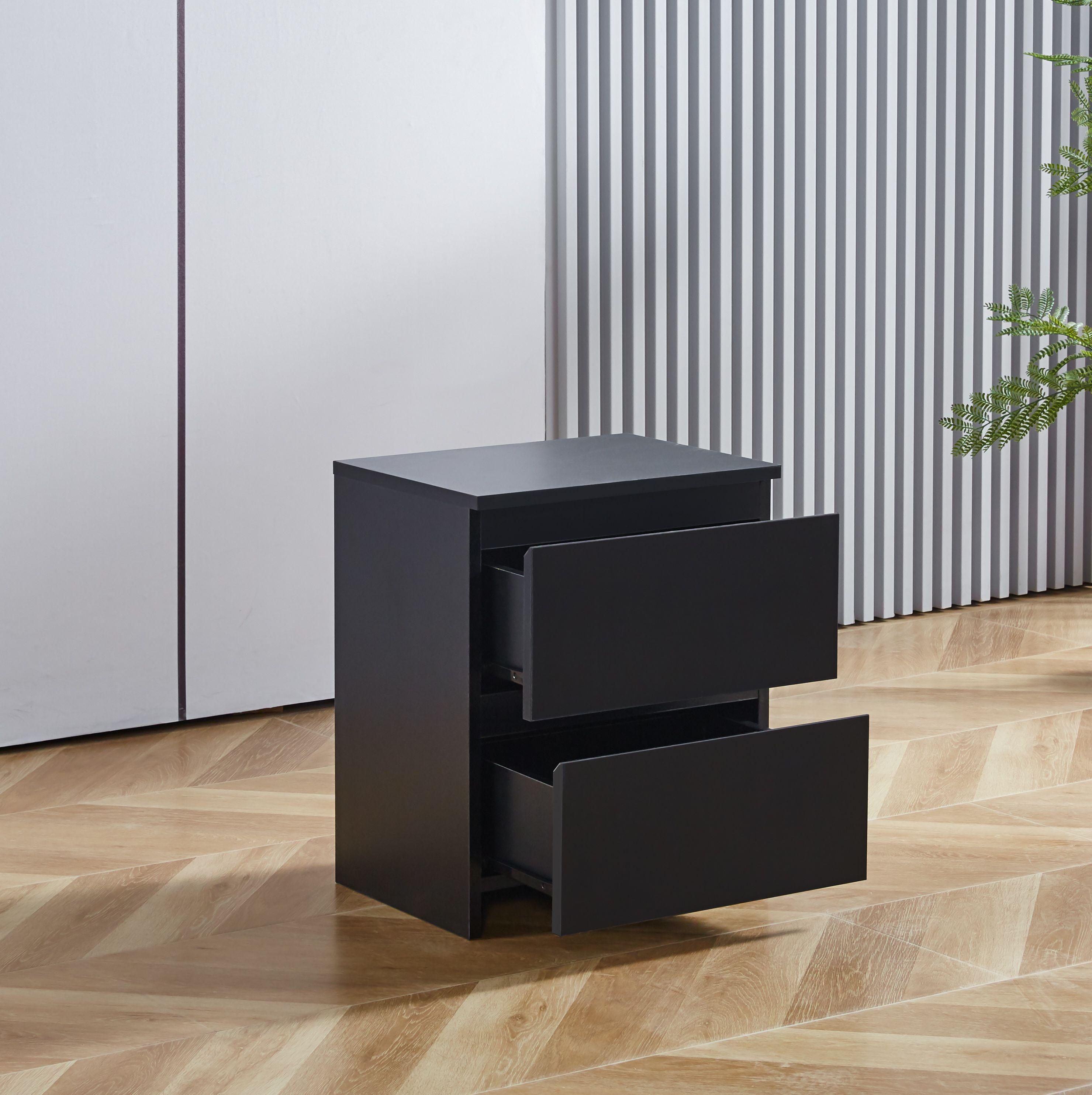 Velador Cajón doble Minimalista oscuro-2
