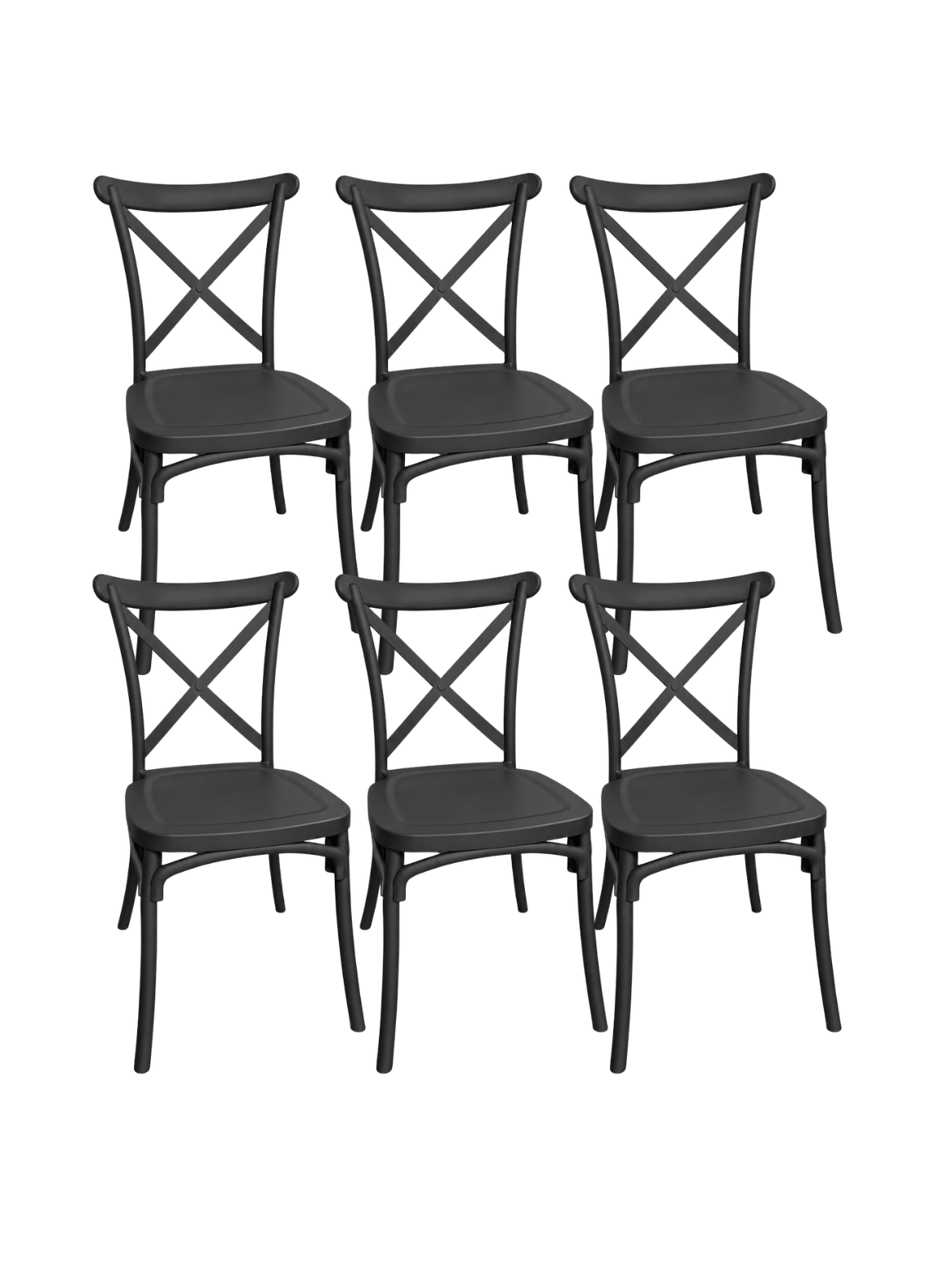 Pack 6 Sillas de comedor Restaurante Terraza Danubio Crossback Polipropileno y Exterior-0