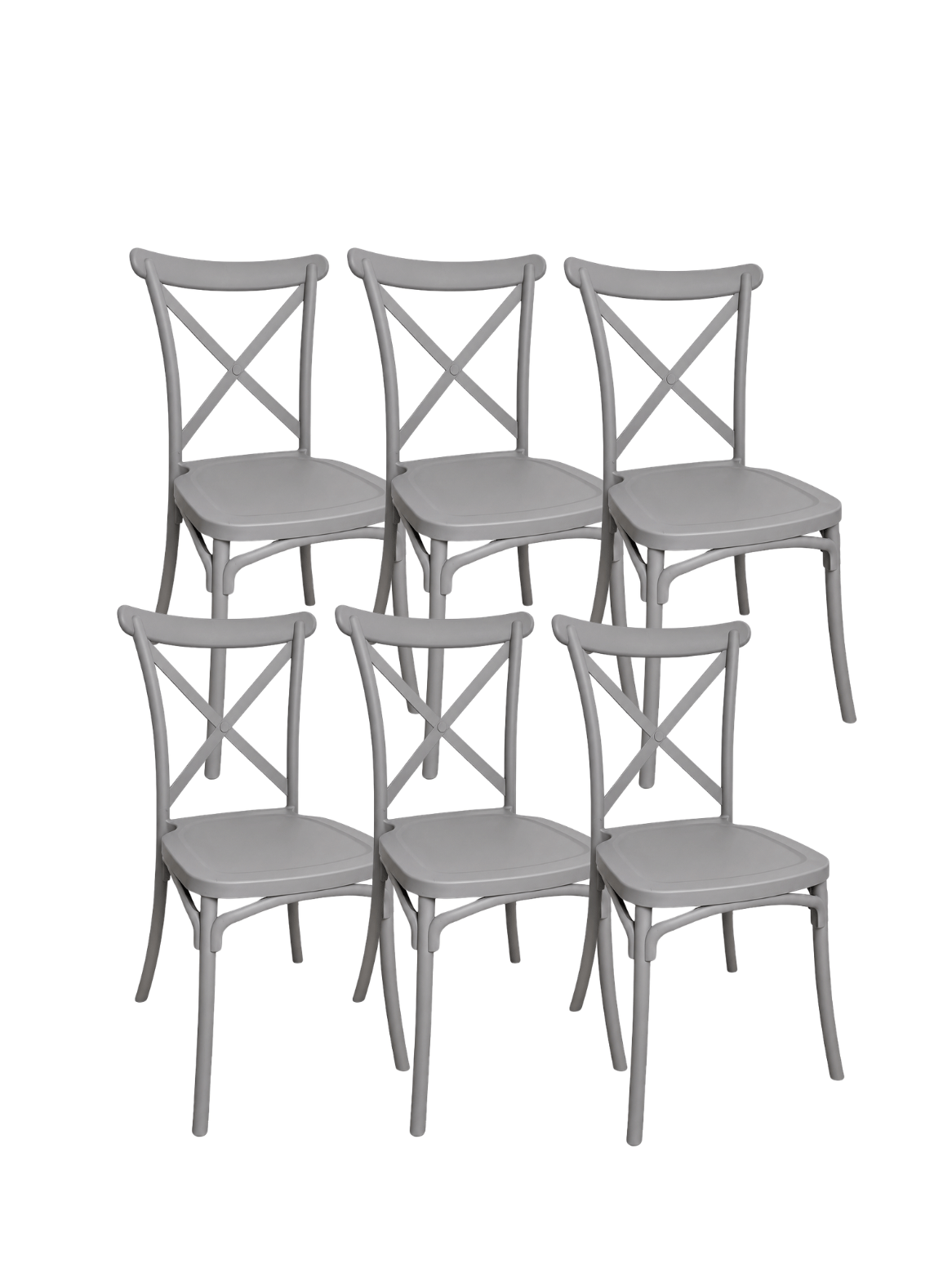 Pack 6 Sillas de comedor Restaurante Terraza Danubio Crossback Polipropileno y Exterior-0