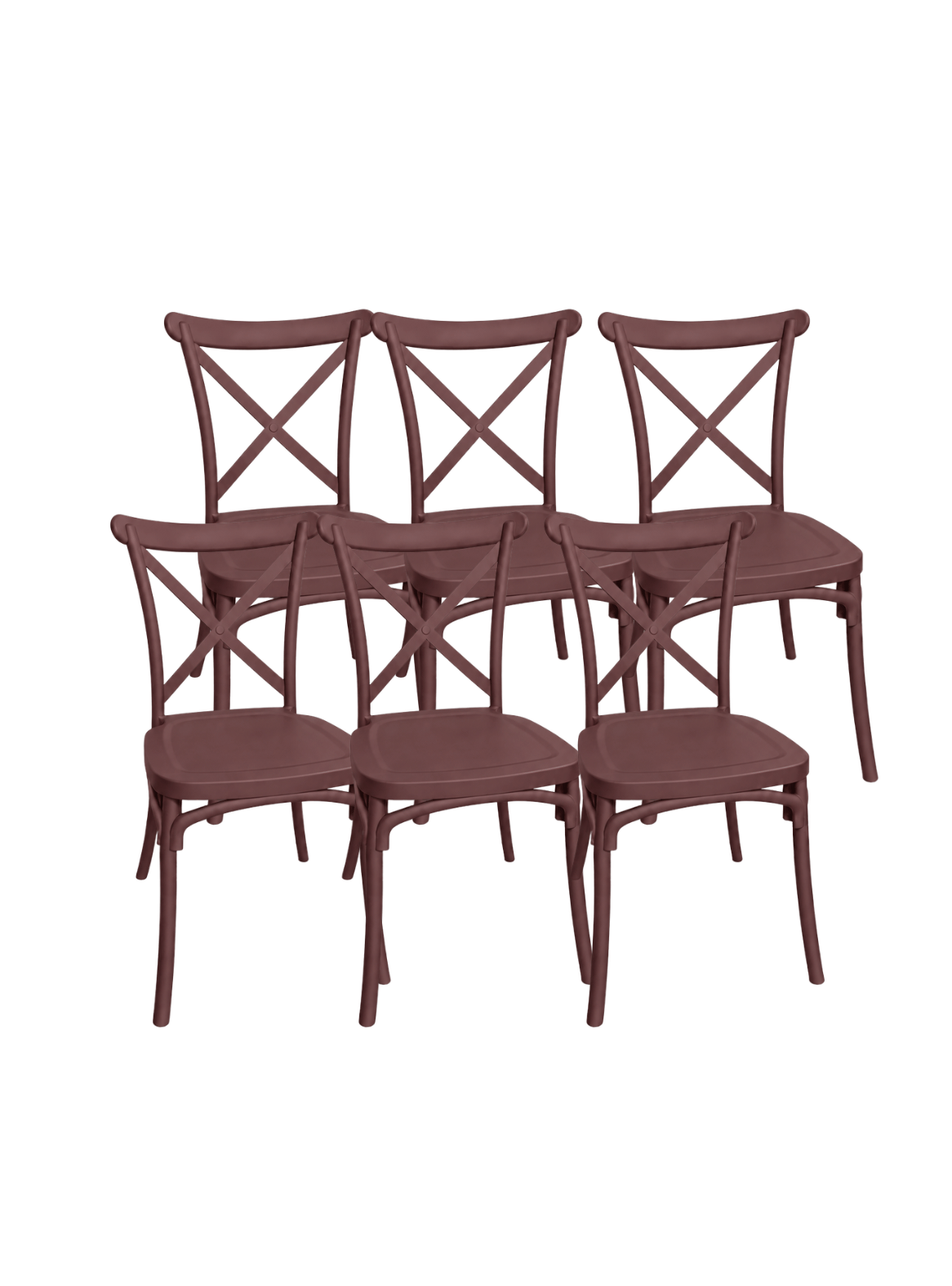 Pack 6 Sillas de comedor Restaurante Terraza Danubio Crossback Polipropileno y Exterior-0