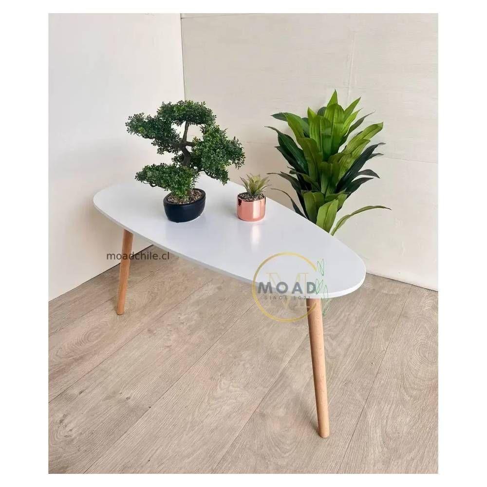 Mesa de Centro Elipse Madera Blanco-3