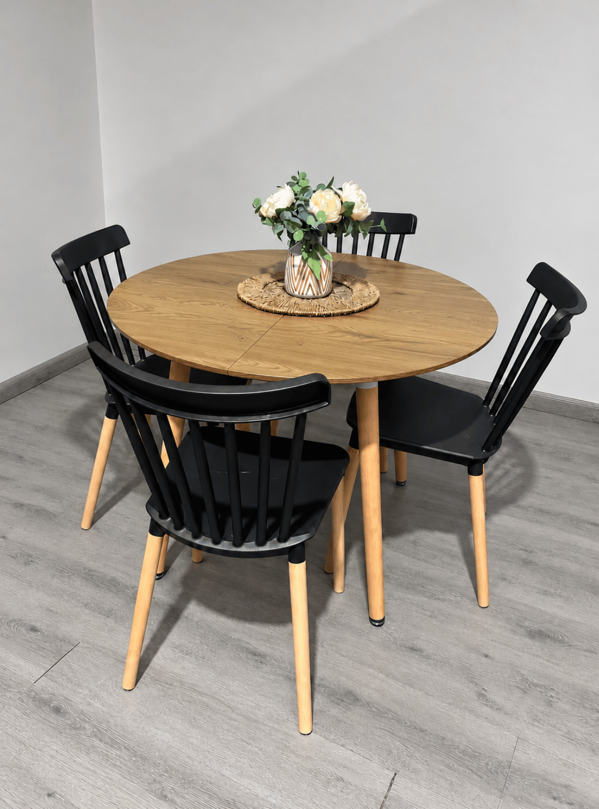 Mesa de Comedor Extensible 100 a 180 cm para 4 a 8 Personas con Patas de Madera-6
