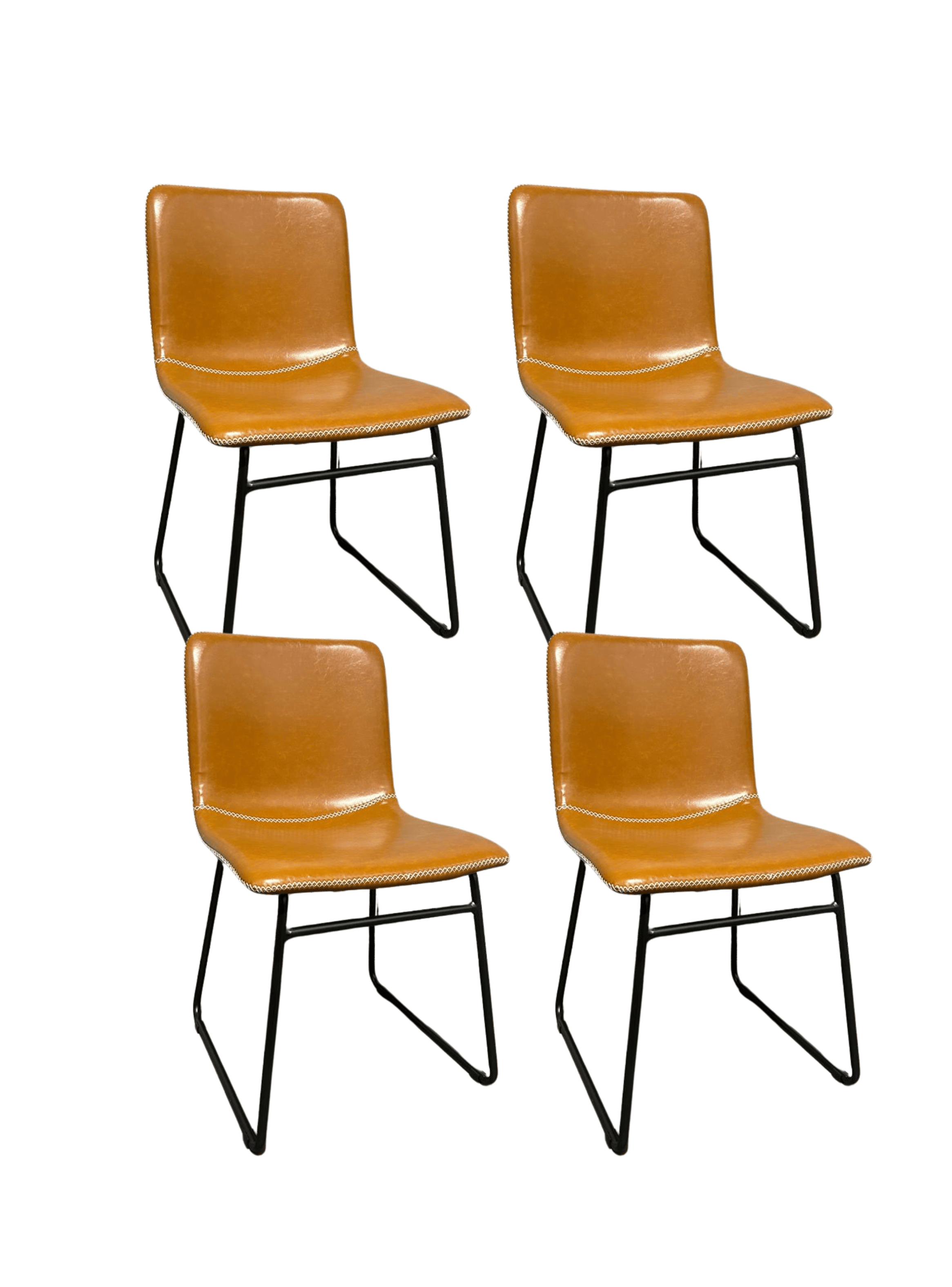 Pack 4 Sillas de Comedor Ergonomica Ecocuero Cafe con patas de Acero para Living y Oficina Burgos-0