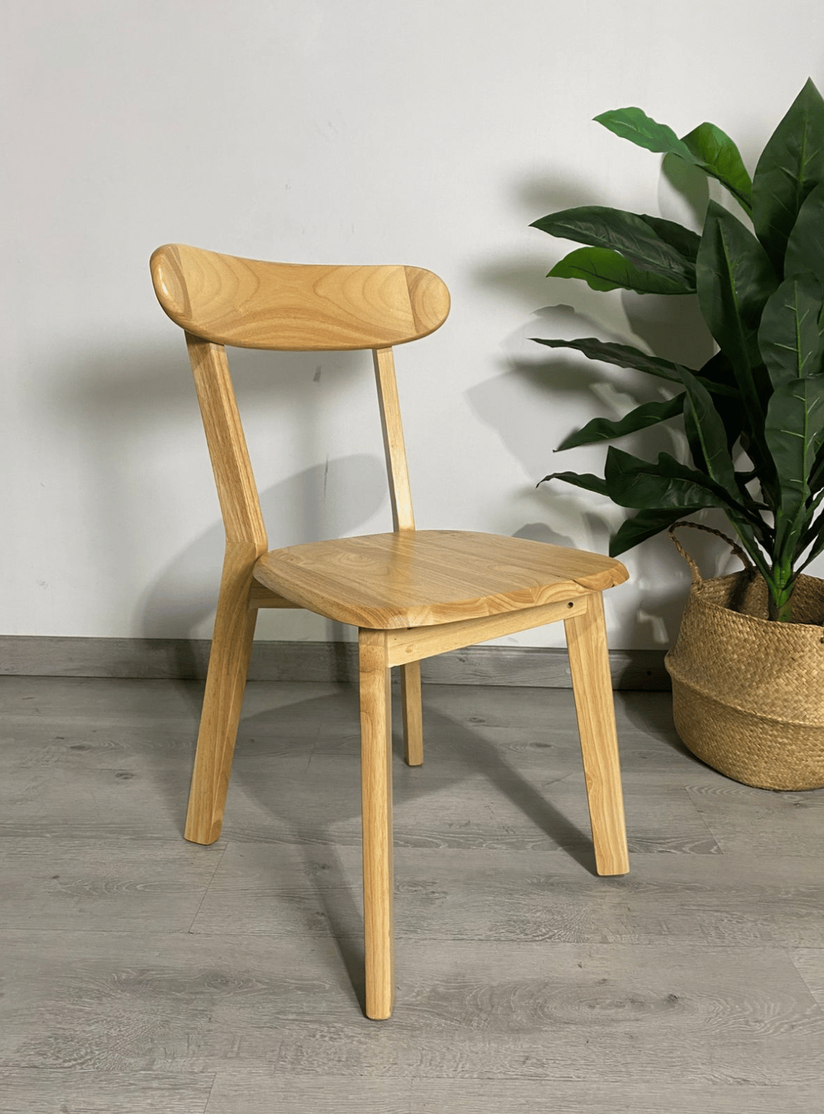 Silla de Comedor Nórdica de Madera Natural Maciza Fresno para Comedor, Living y Cafeteria-2