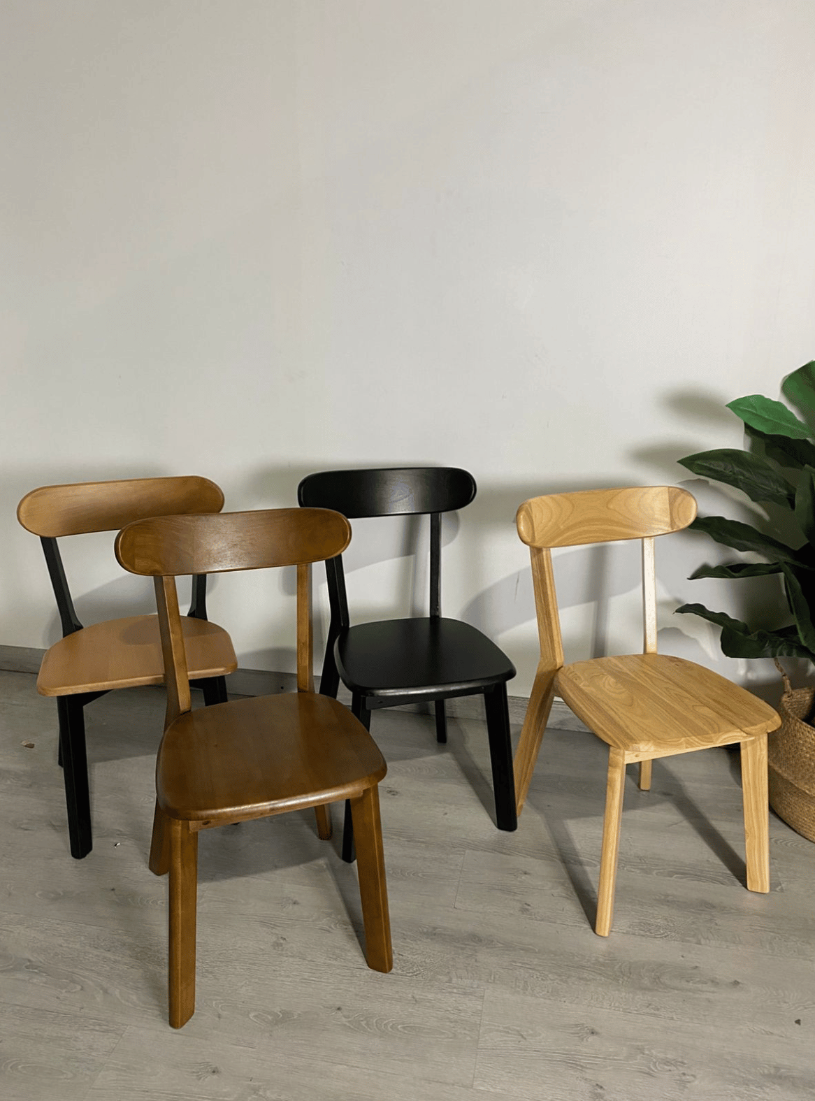 Silla de Comedor Nórdica de Madera Natural Maciza Fresno para Comedor, Living y Cafeteria-4
