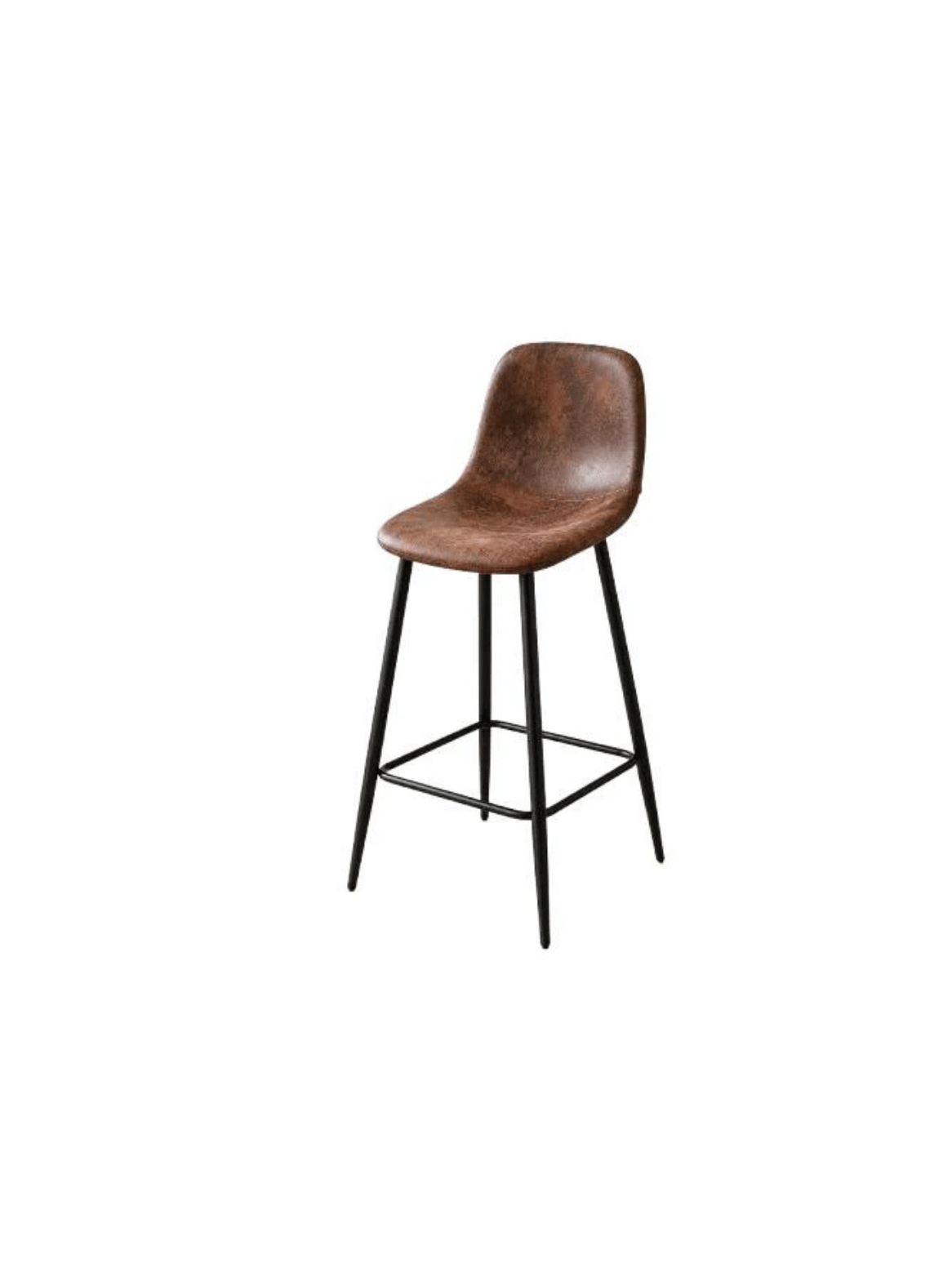 Pack 4 Taburete Alto Bar con Respaldo Ecocuero Cafe Patas Metalicas 64cm Negras Paris Vintage-7