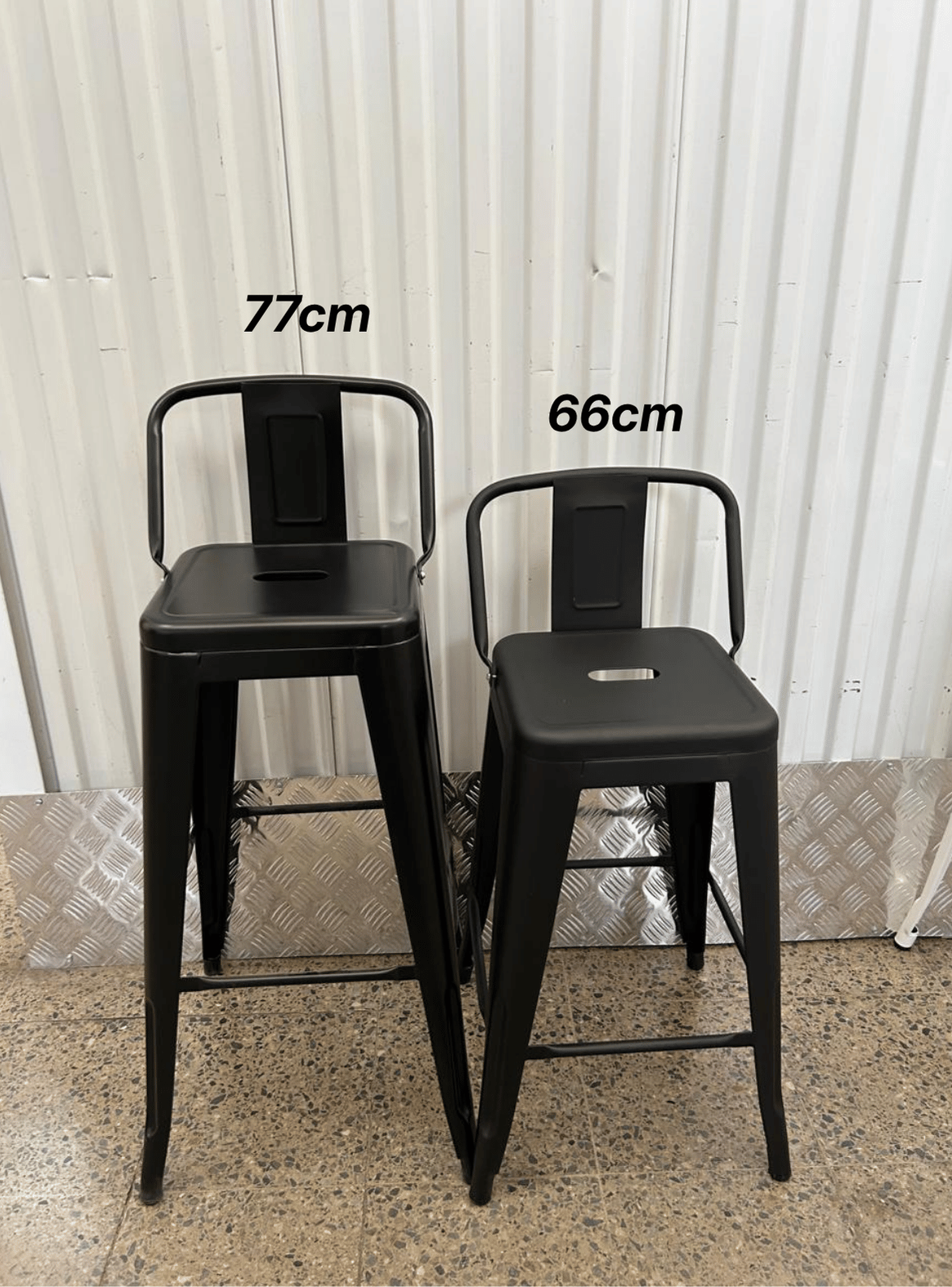 Taburete Tolix 77cm con Respaldo Piso Bar Industrial de Acero para quincho bar-3