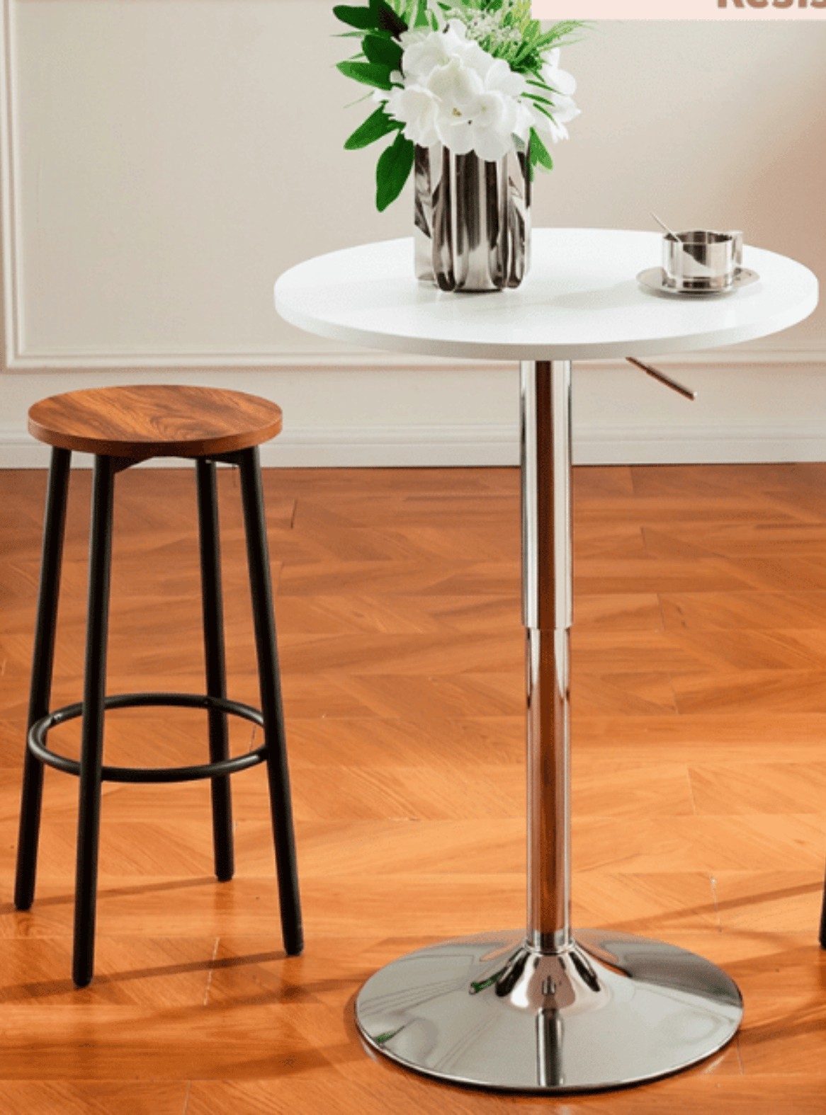 Taburete de Bar Industrial 75 cm Madera y Metal Piso Alto para Barra Cocina y Quincho Elipse-5