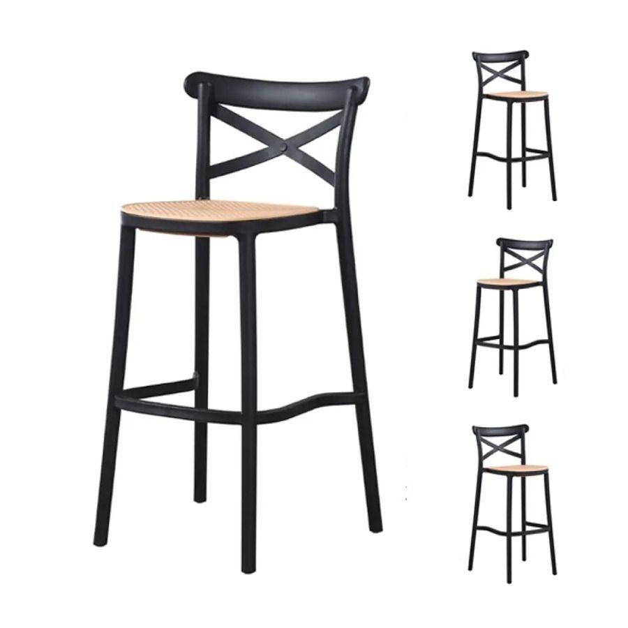 X4 Sillas de Bar Arizona (75cm) Negro-0