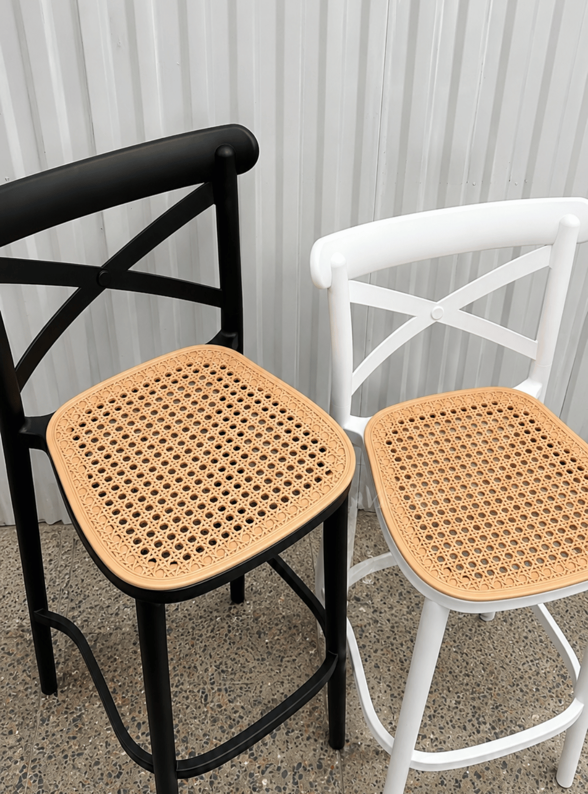 X4 Taburete Negro de 75cm para Quincho Barra Terraza Estilo Ratán Arizona-4