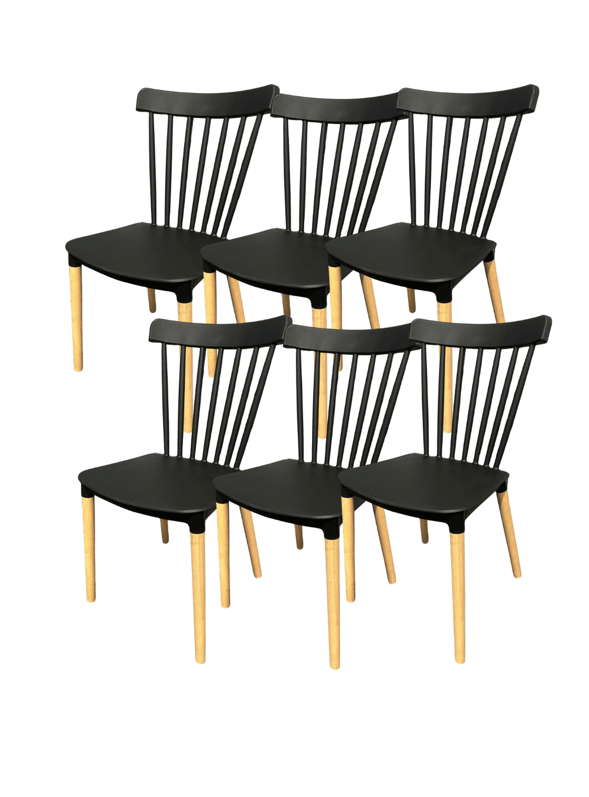 Pack 6 Sillas de Comedor Windsor N rdica de Polipropileno con Patas de Madera-0