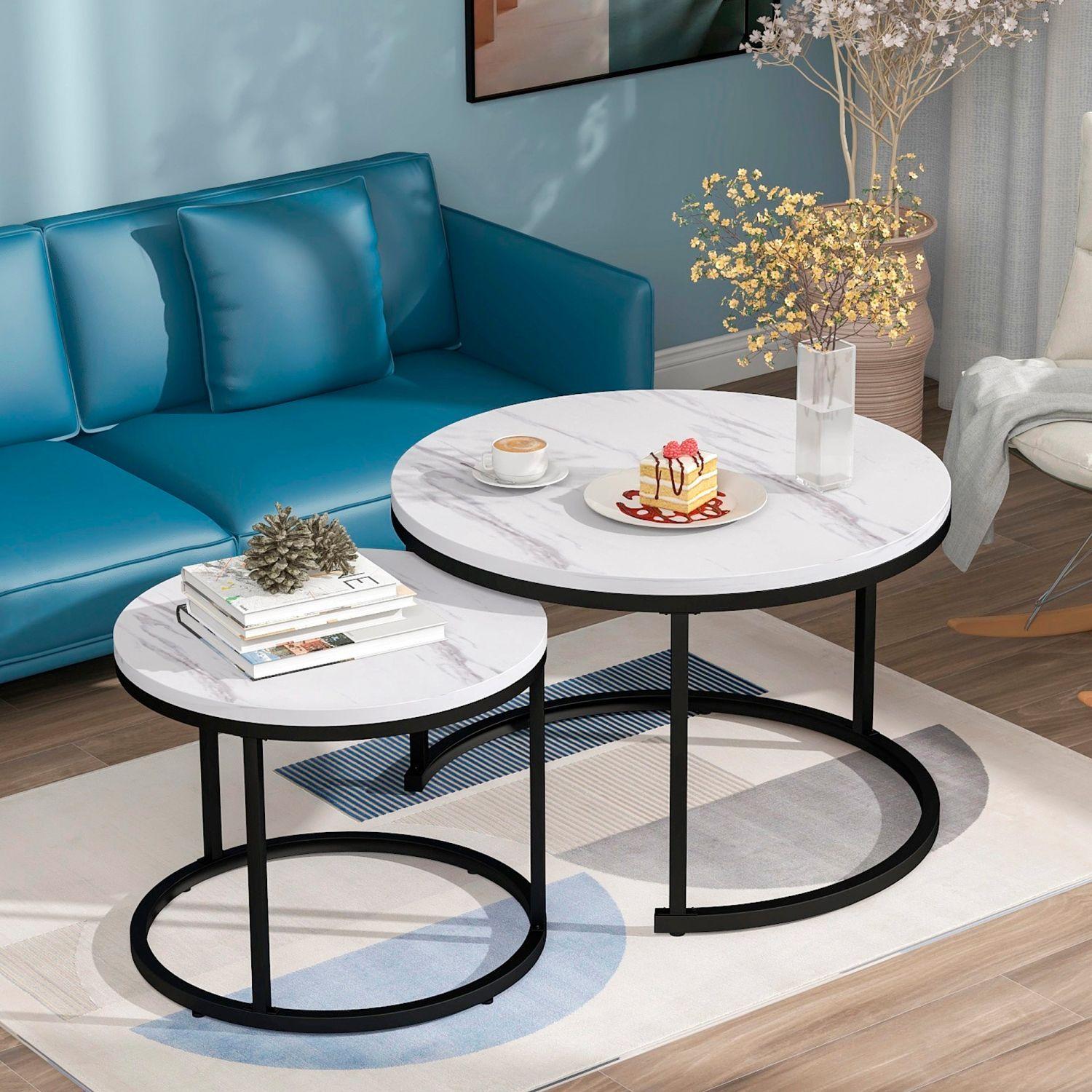 Mesa de centro Nido – Diseño de Marmol con base negra-2