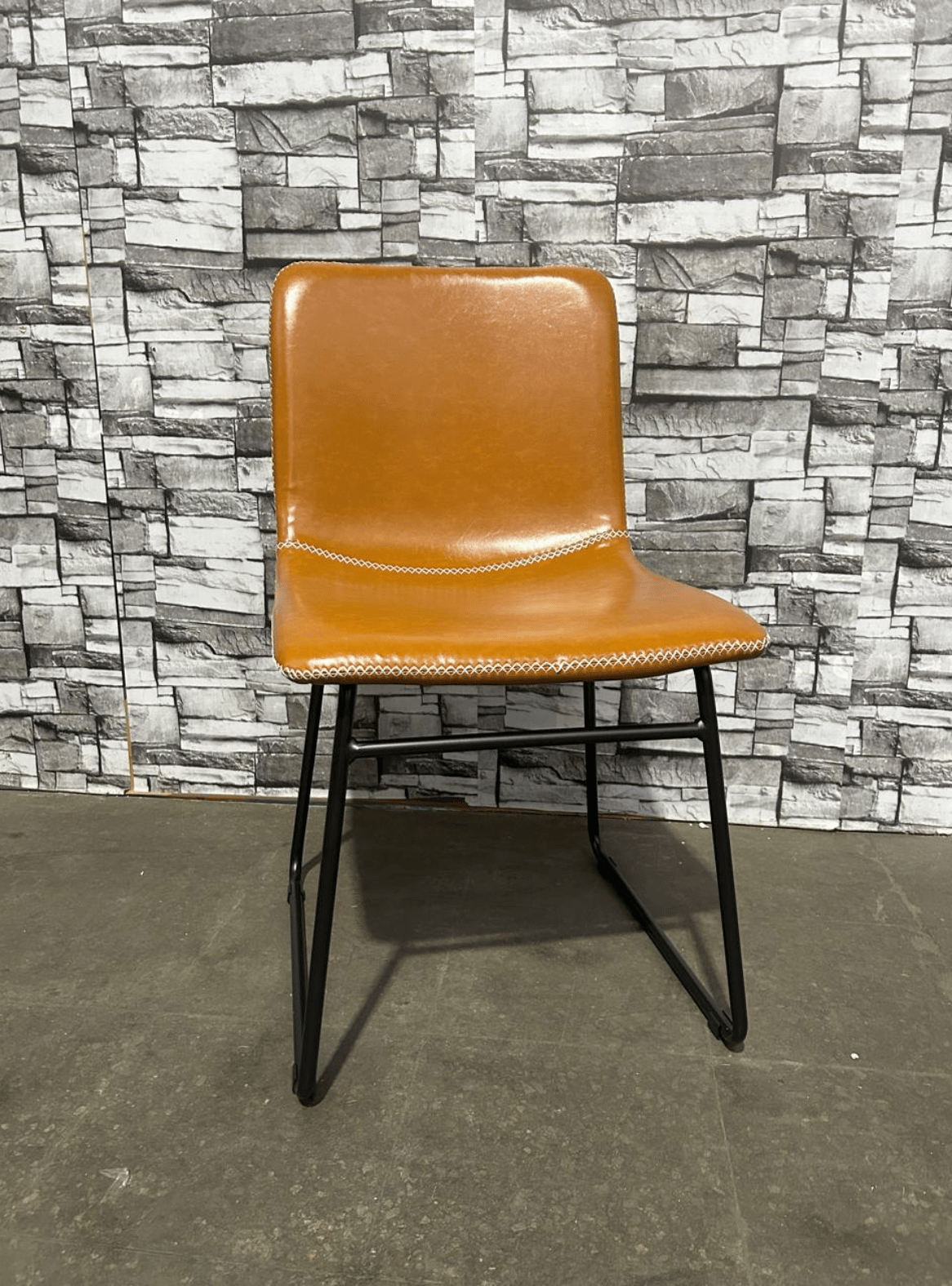 Silla de Comedor Ergonomica Ecocuero Cafe con patas de Acero para Living y Oficina Burgos-5