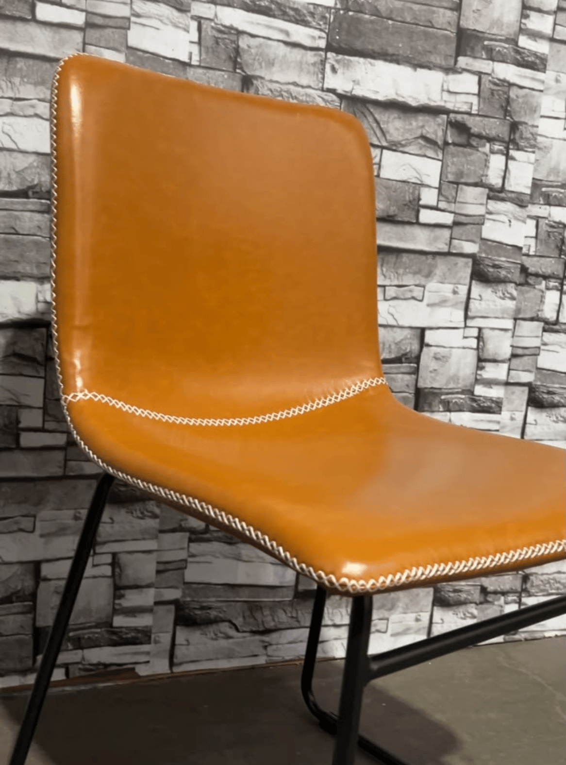 Silla de Comedor Ergonomica Ecocuero Cafe con patas de Acero para Living y Oficina Burgos-6