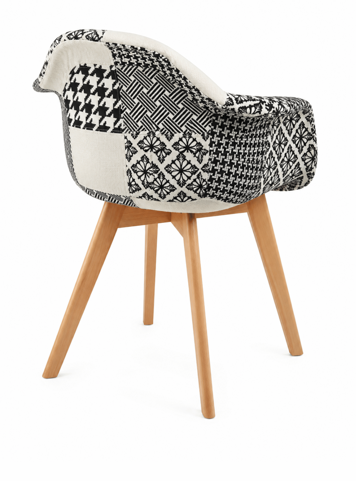 Butaca Acolchada para Escritorio y Oficina Patas de Madera - Patchwork -3